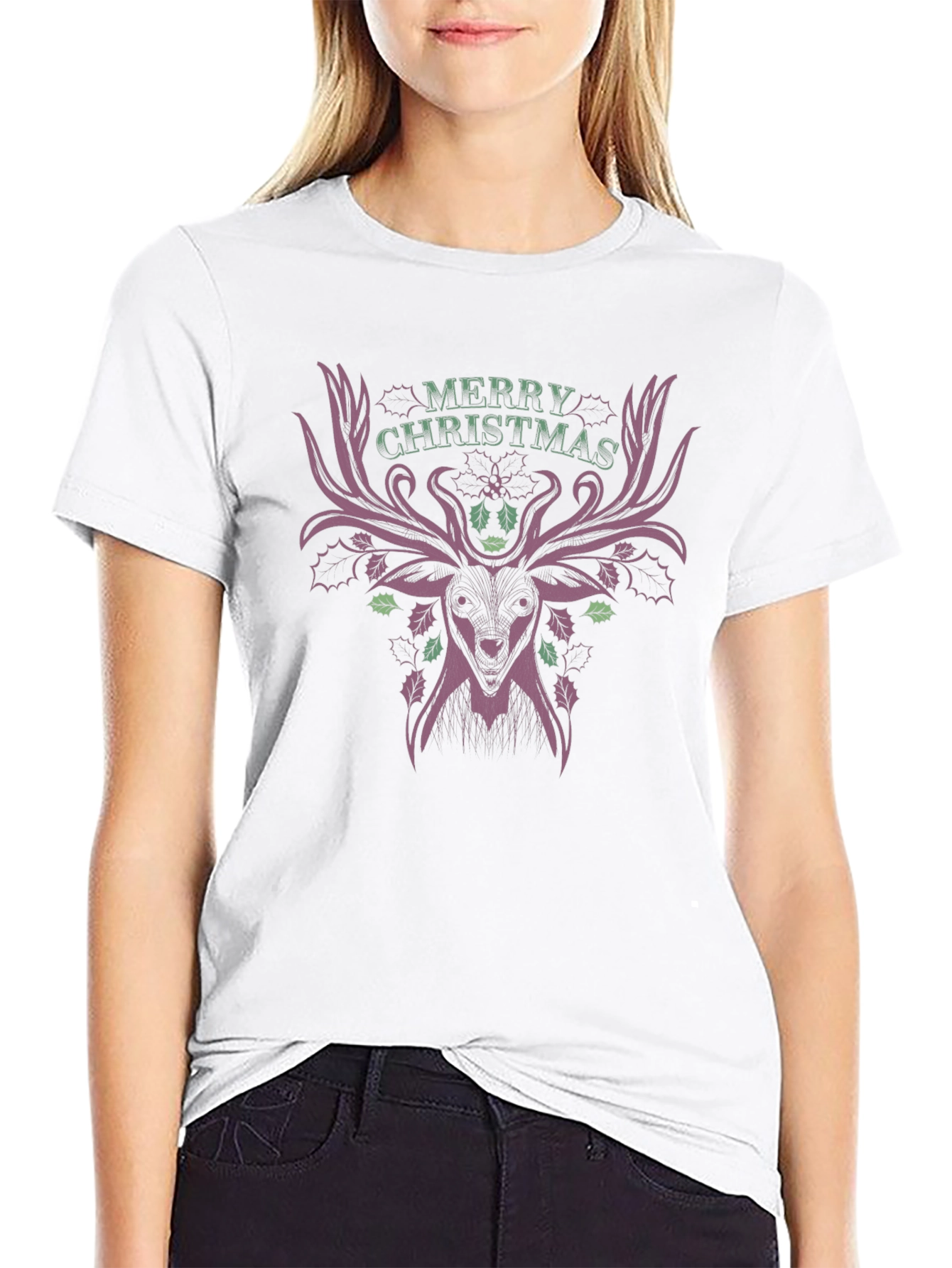 Merry Christmas Deer T-Shirt - Festive Holiday Style