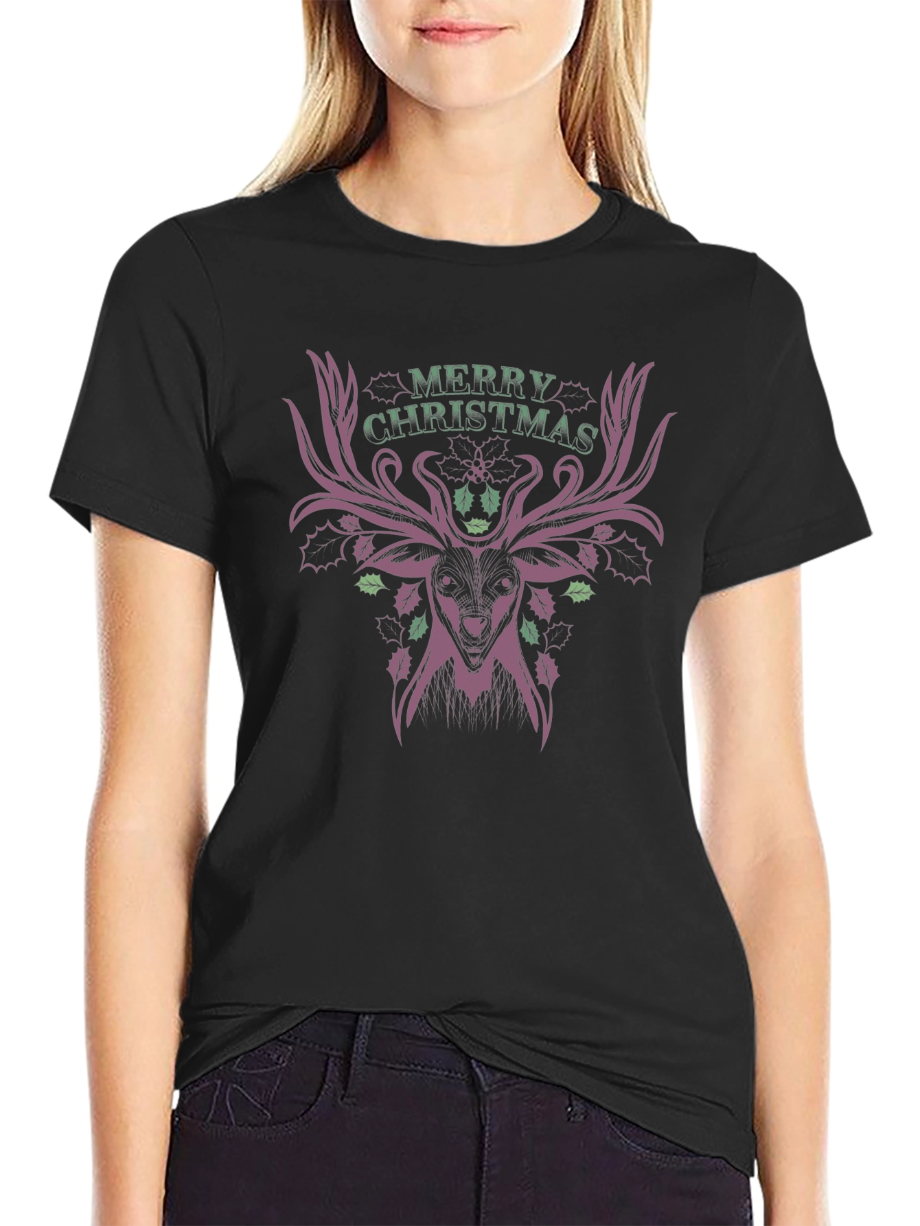 Merry Christmas Deer T-Shirt - Festive Holiday Style