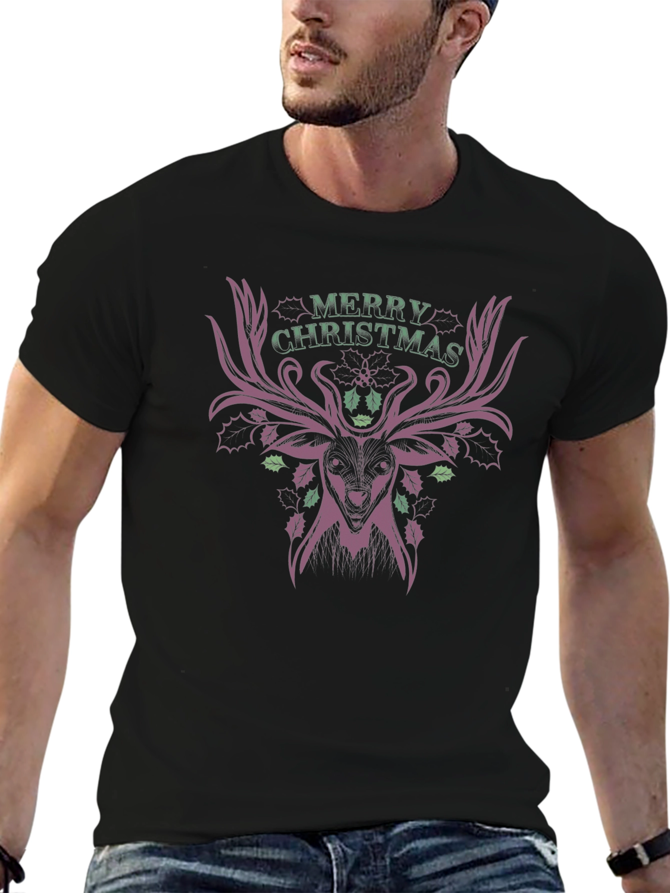Merry Christmas Deer T-Shirt - Festive Holiday Style