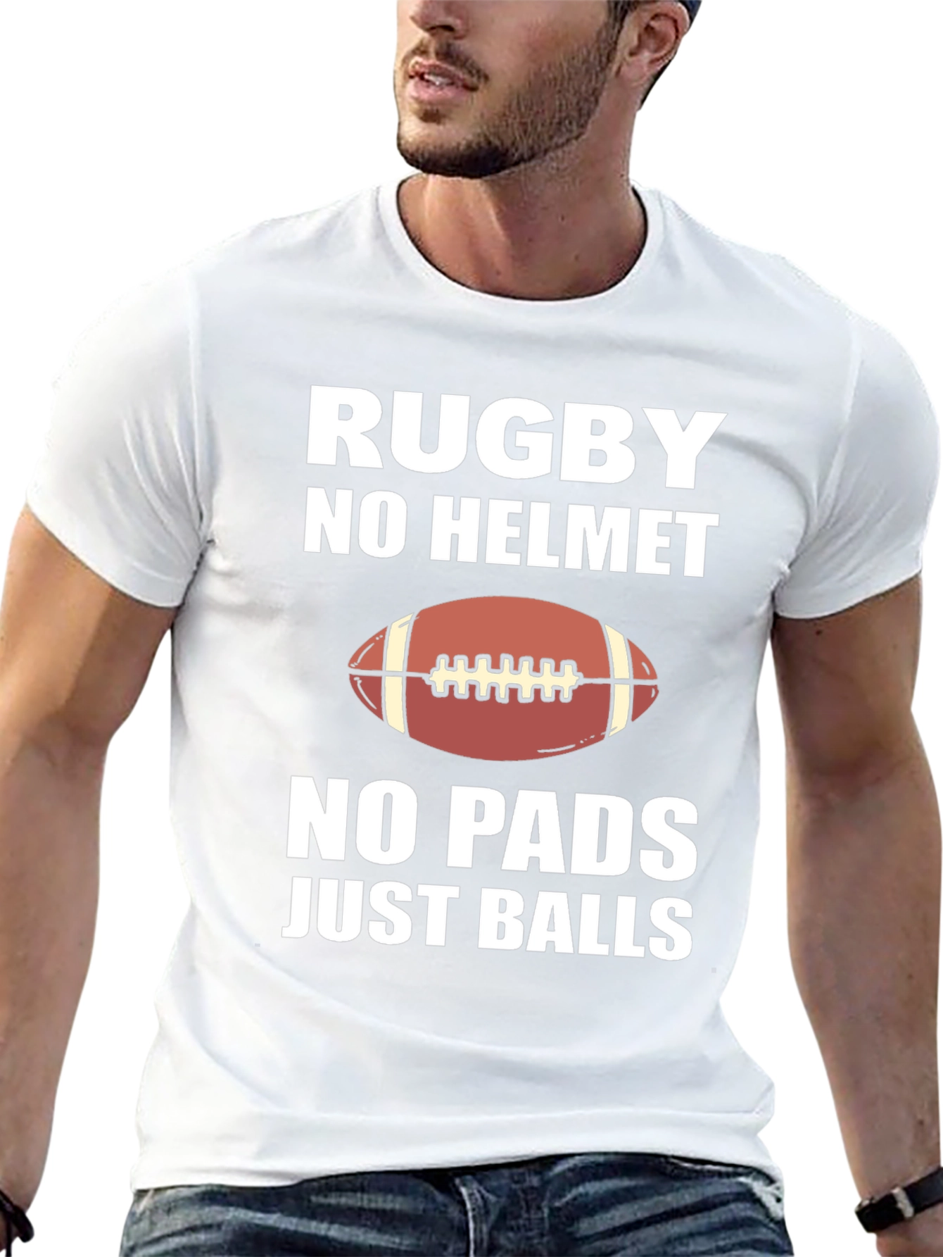 Rugby No Helmet No Pads Graphic Tee