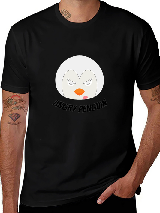 Angry Penguin Graphic T-Shirt - Black Cotton Tee