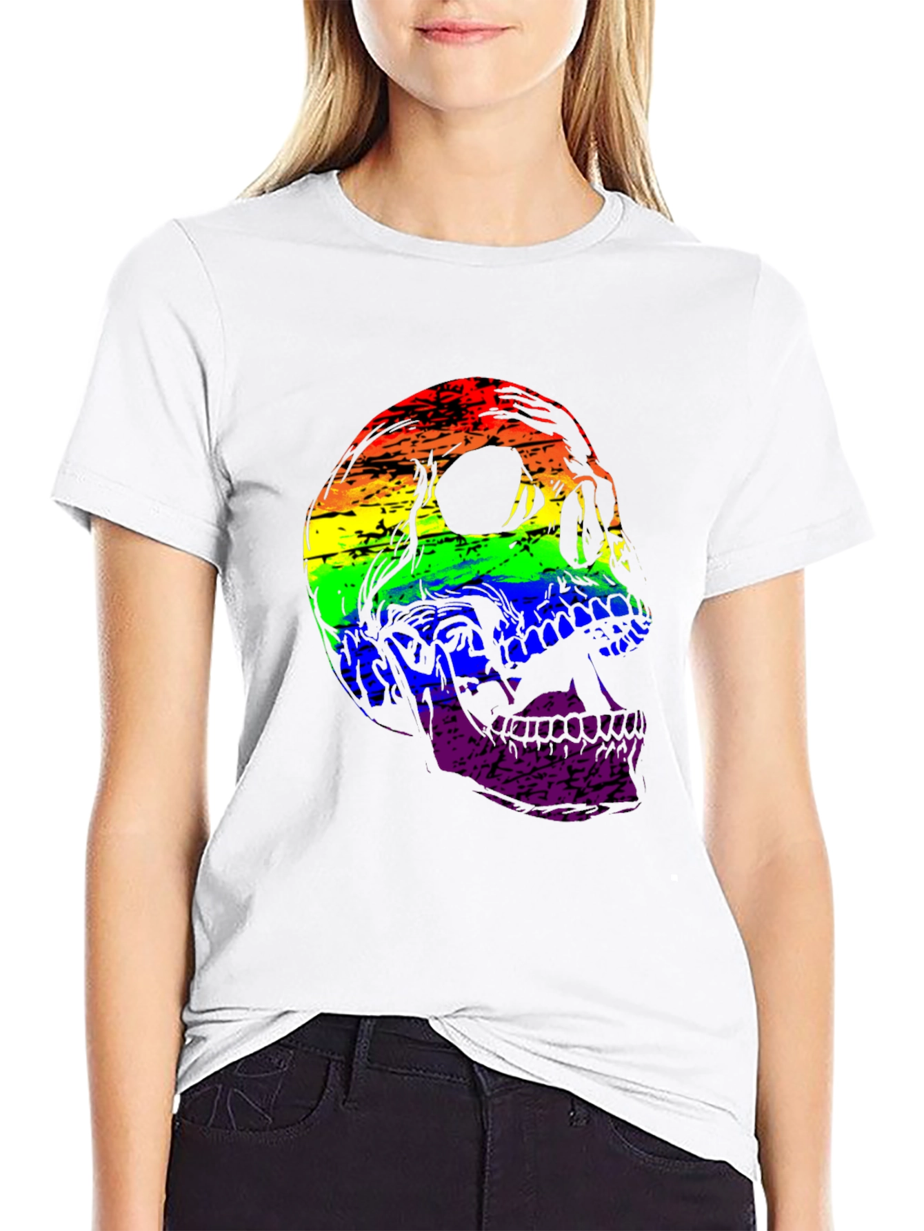 Rainbow Skull Graphic T-Shirt