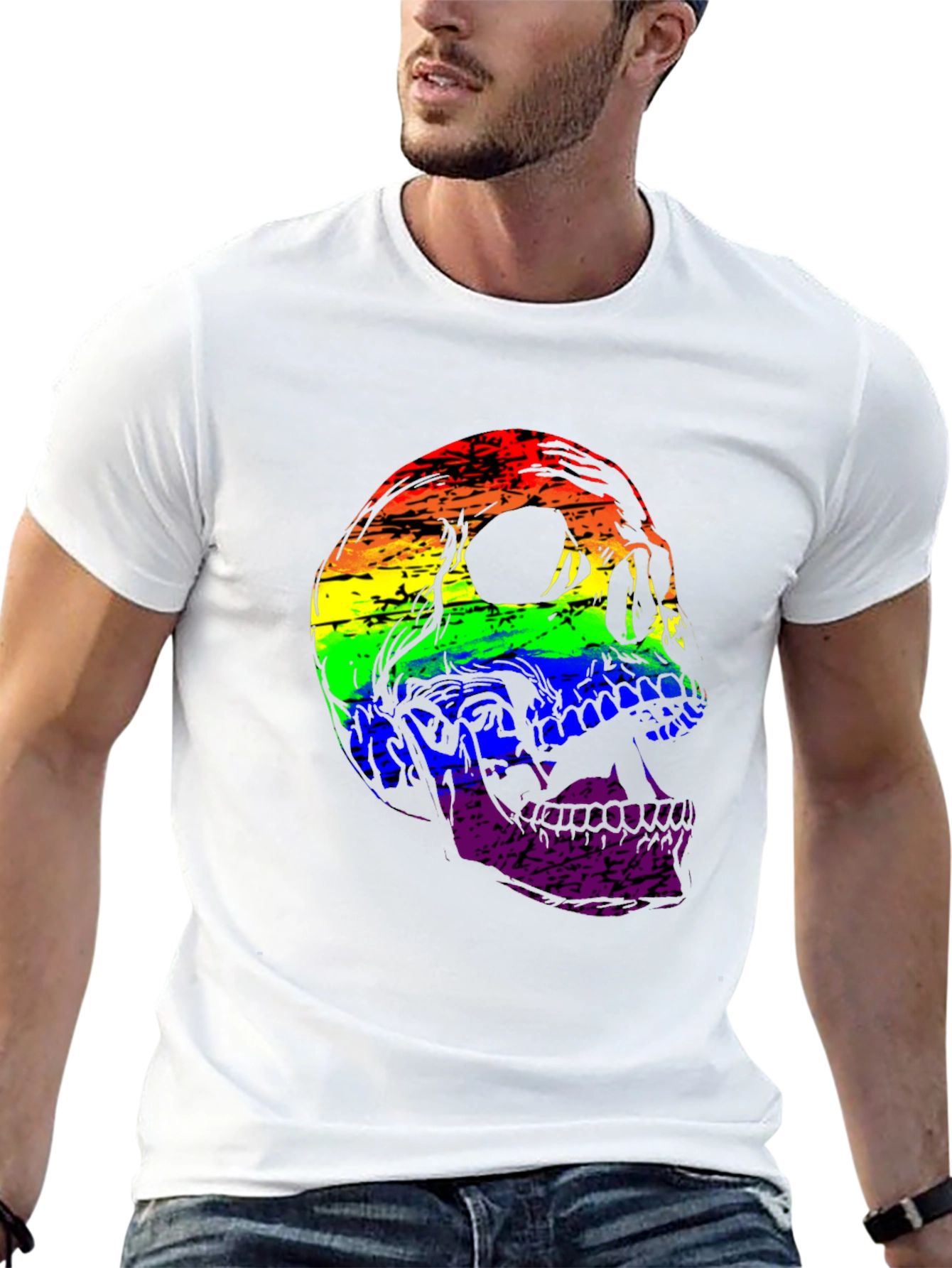 Rainbow Skull Graphic T-Shirt