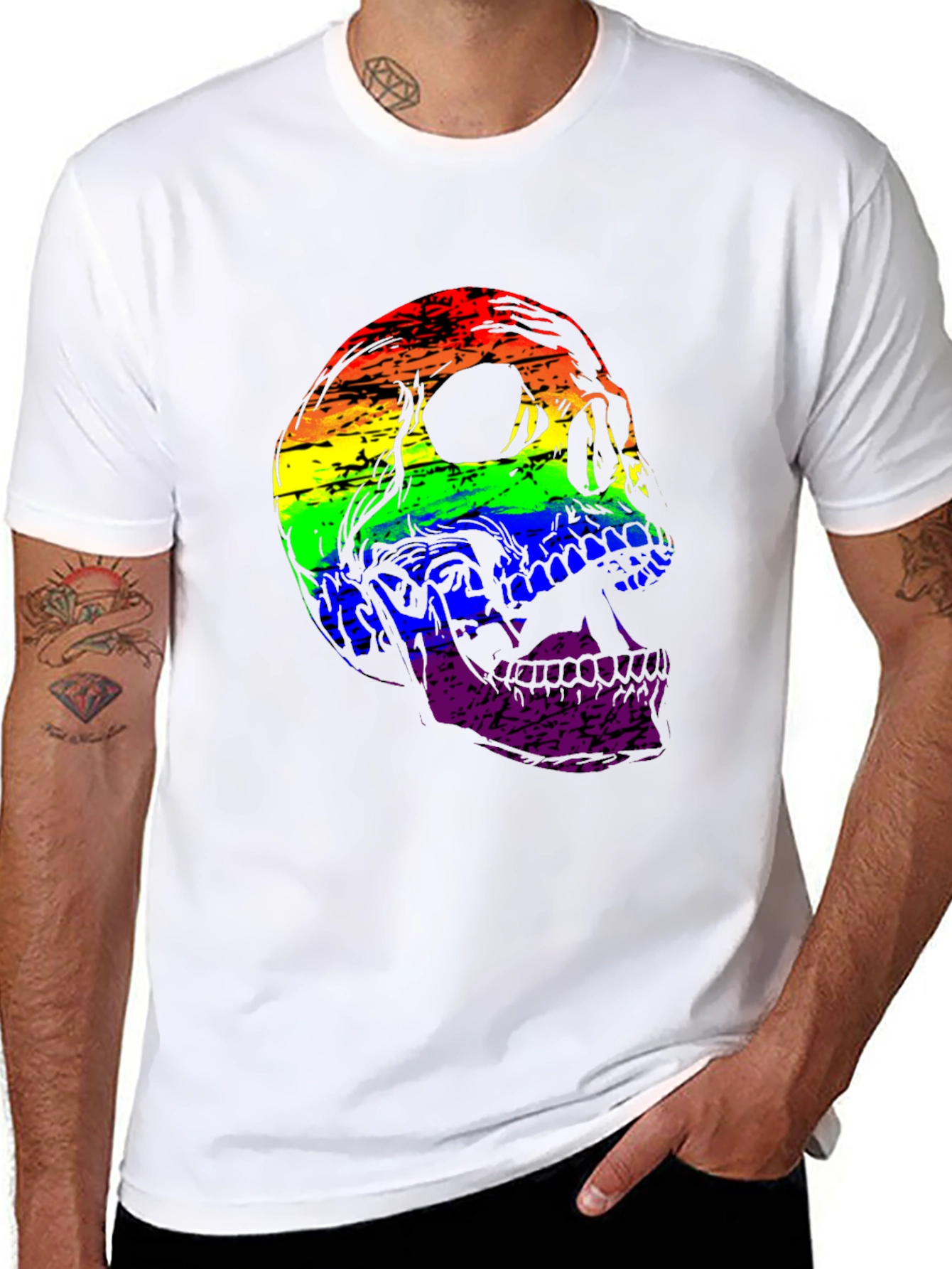 Rainbow Skull Graphic T-Shirt