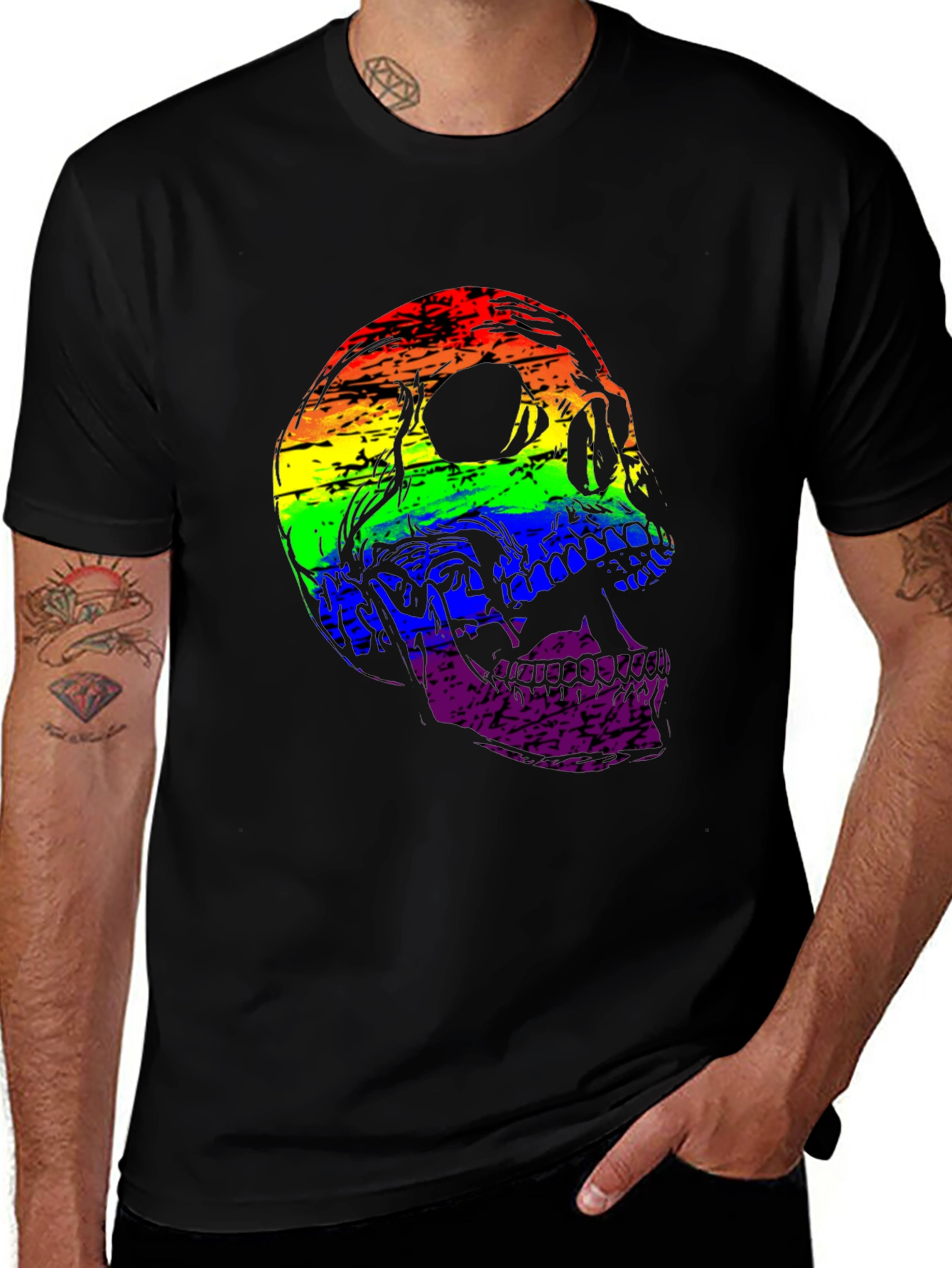 Rainbow Skull Graphic T-Shirt