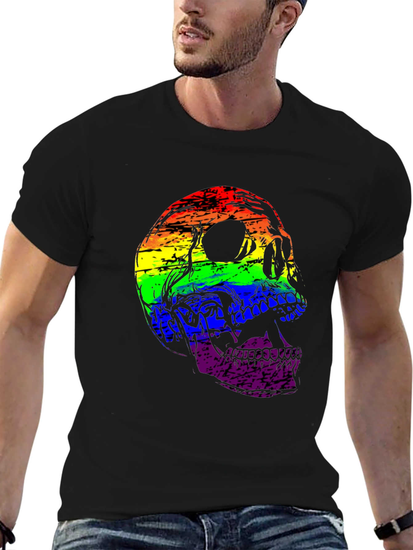 Rainbow Skull Graphic T-Shirt