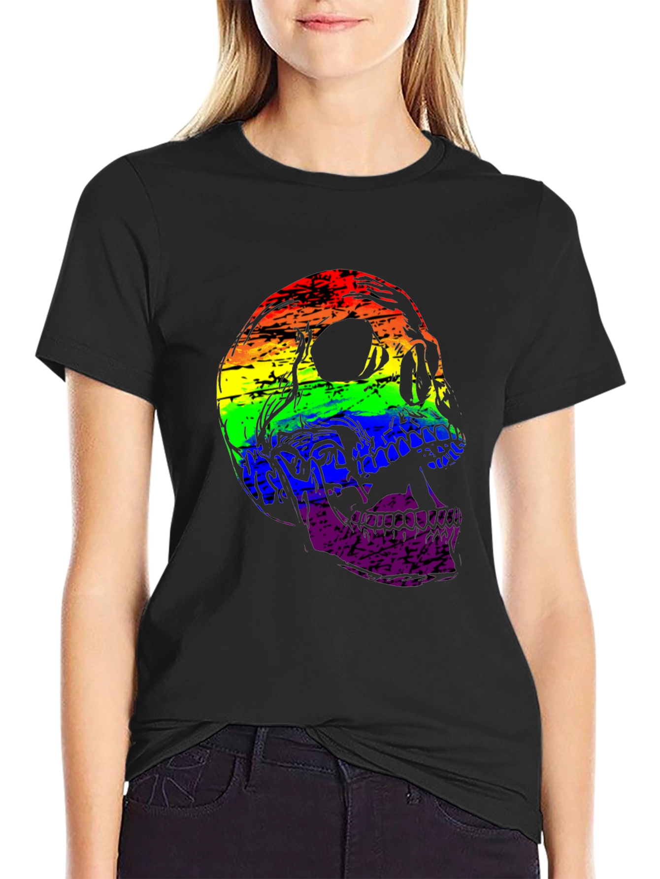 Rainbow Skull Graphic T-Shirt