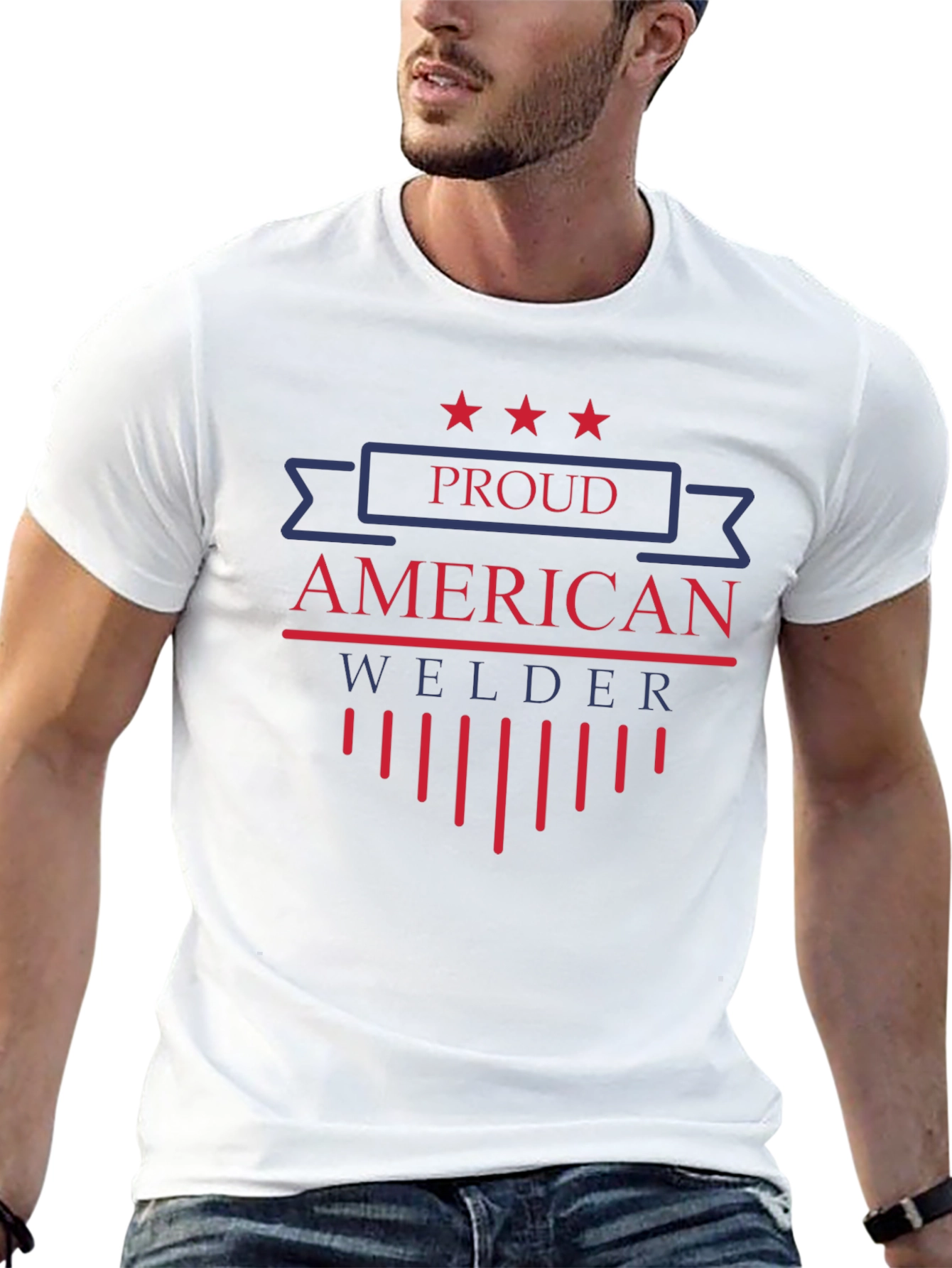 Proud American Welder Graphic T-Shirt Patriotic Workwear