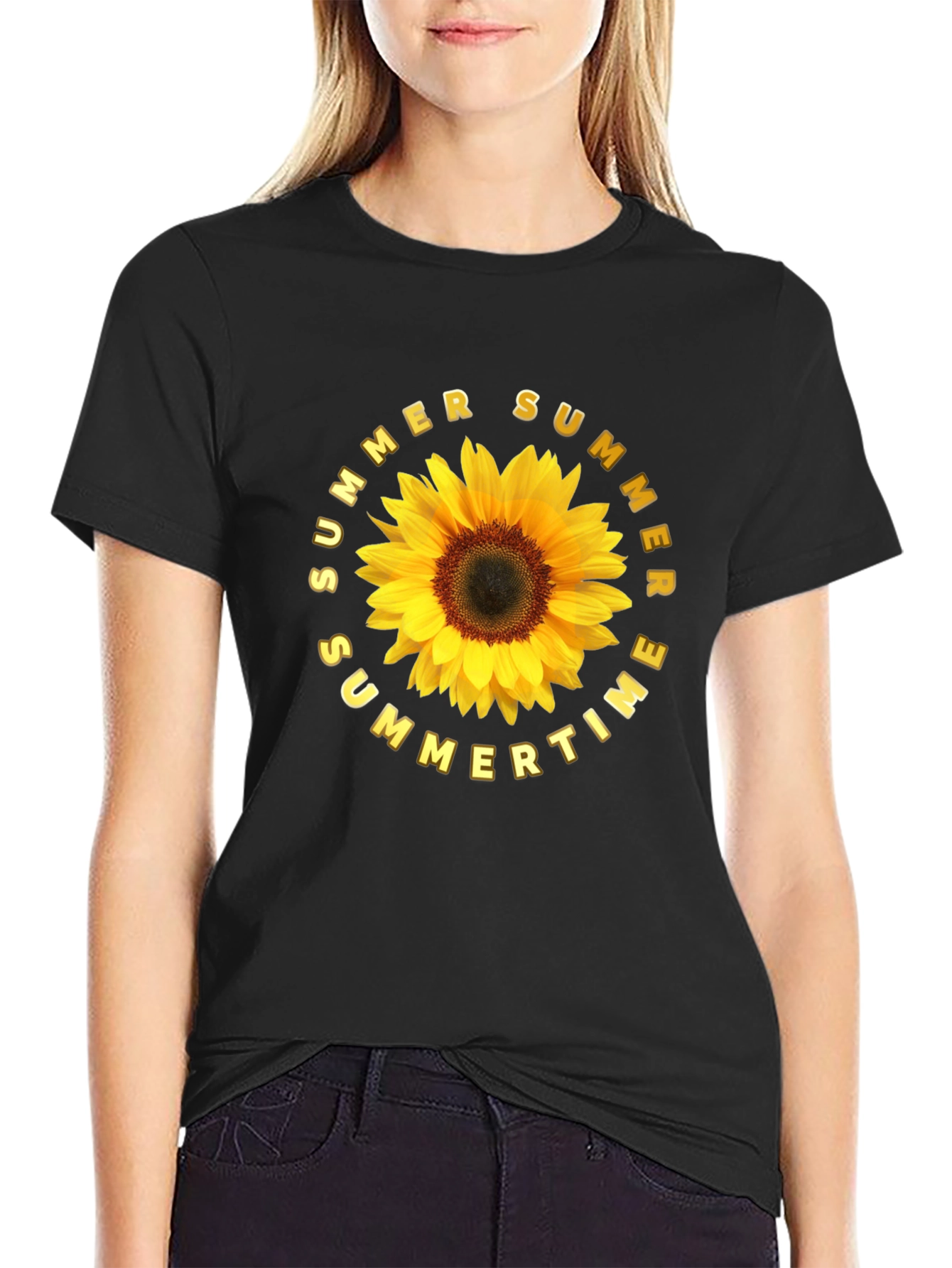 Summer Sunflower Graphic Tee - Black Unisex T-Shirt