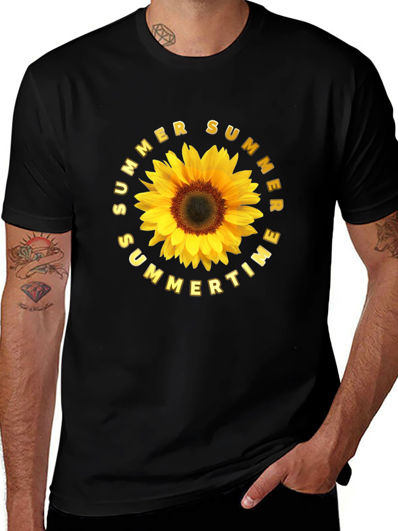 Summer Sunflower Graphic Tee - Black Unisex T-Shirt