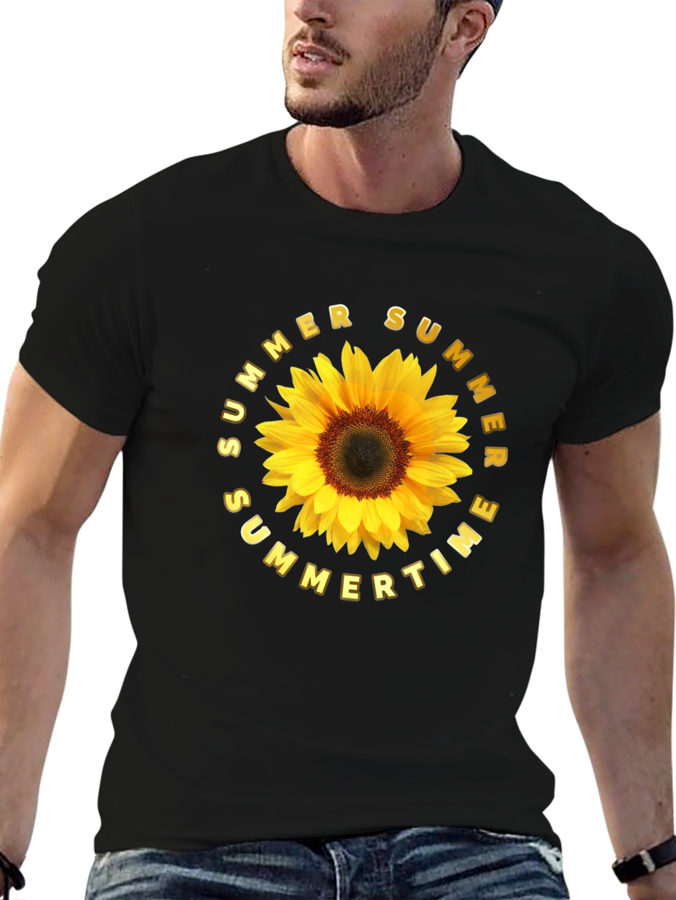 Summer Sunflower Graphic Tee - Black Unisex T-Shirt