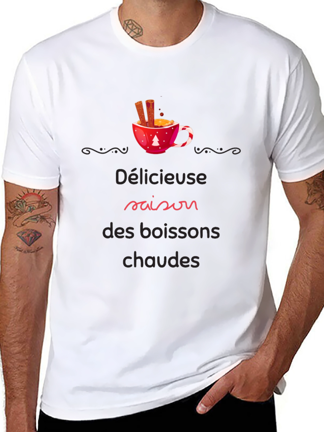 Festive Hot Drinks Season Black T-Shirt