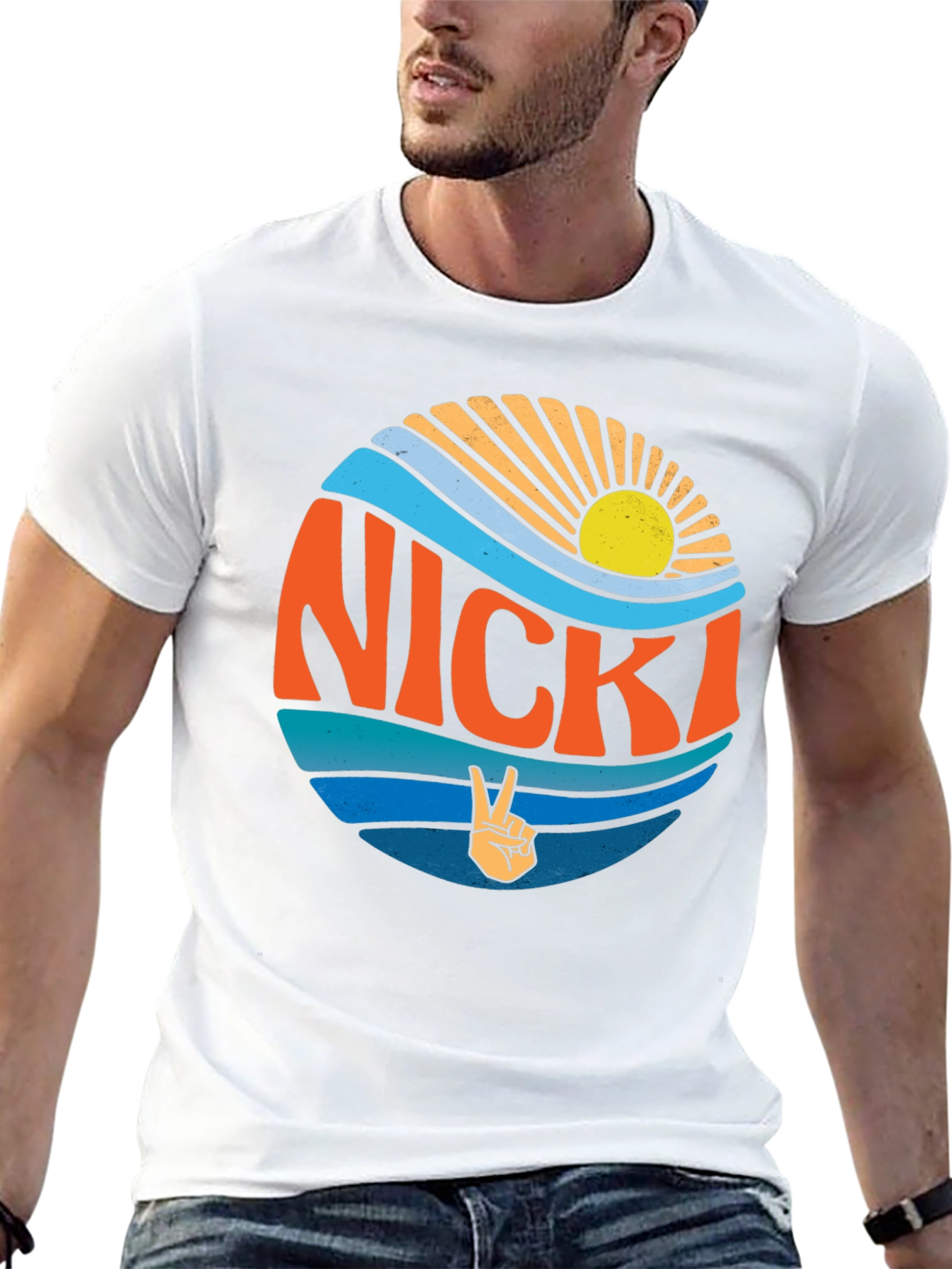 Nicki Retro Sun & Waves Graphic T-Shirt