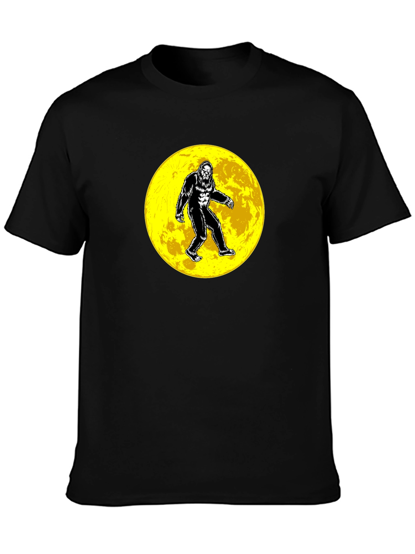 Bigfoot Moon Graphic T-Shirt - Black Cotton Tee
