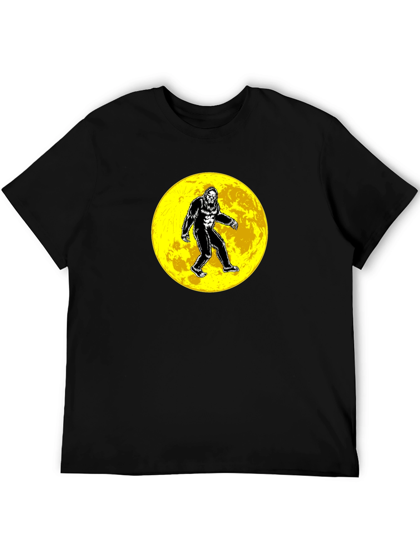 Bigfoot Moon Graphic T-Shirt - Black Cotton Tee