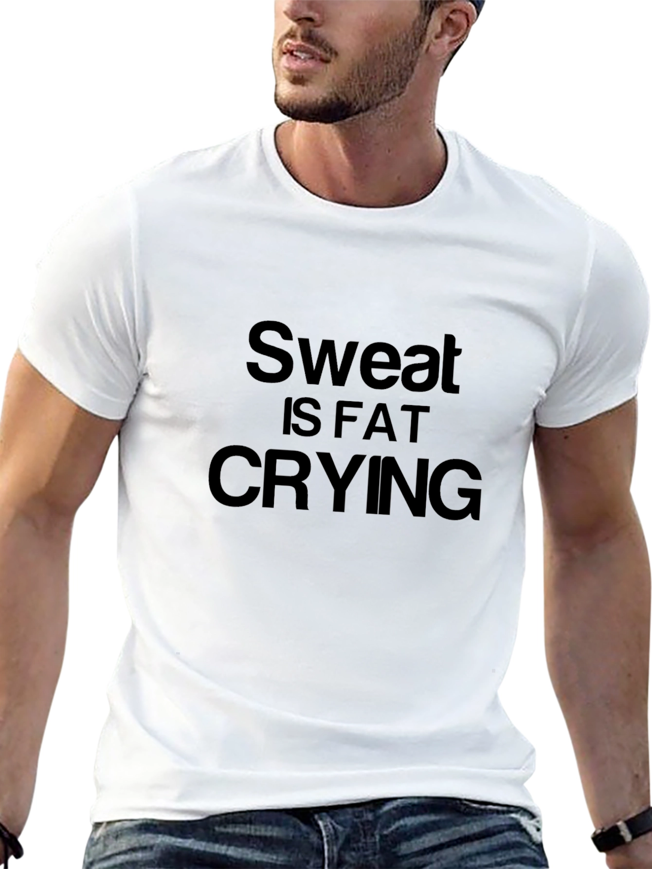 Sweat is Fat Crying Graphic Tee - Black