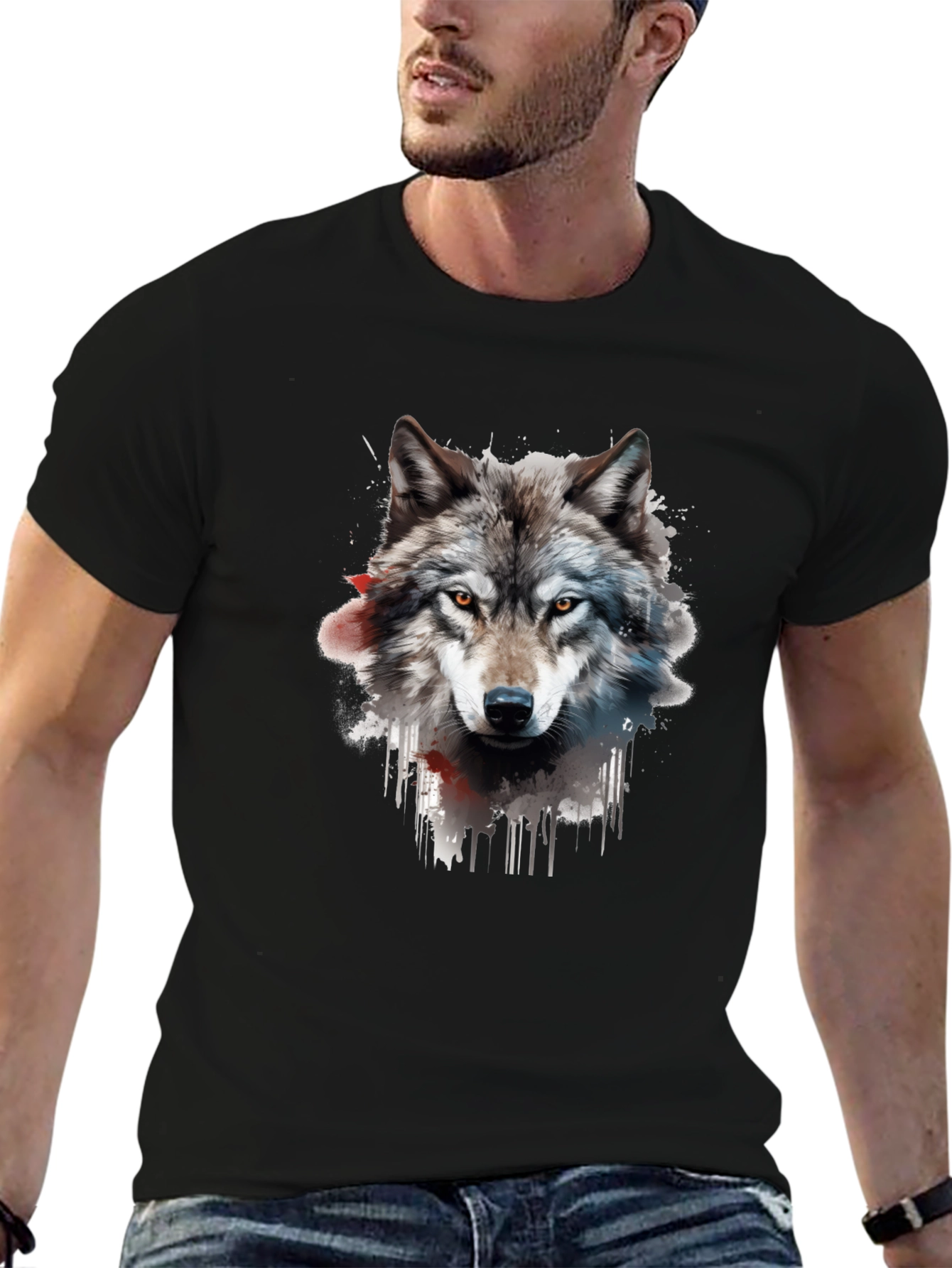 Wolf Graphic T-Shirt - Mens Black Tee
