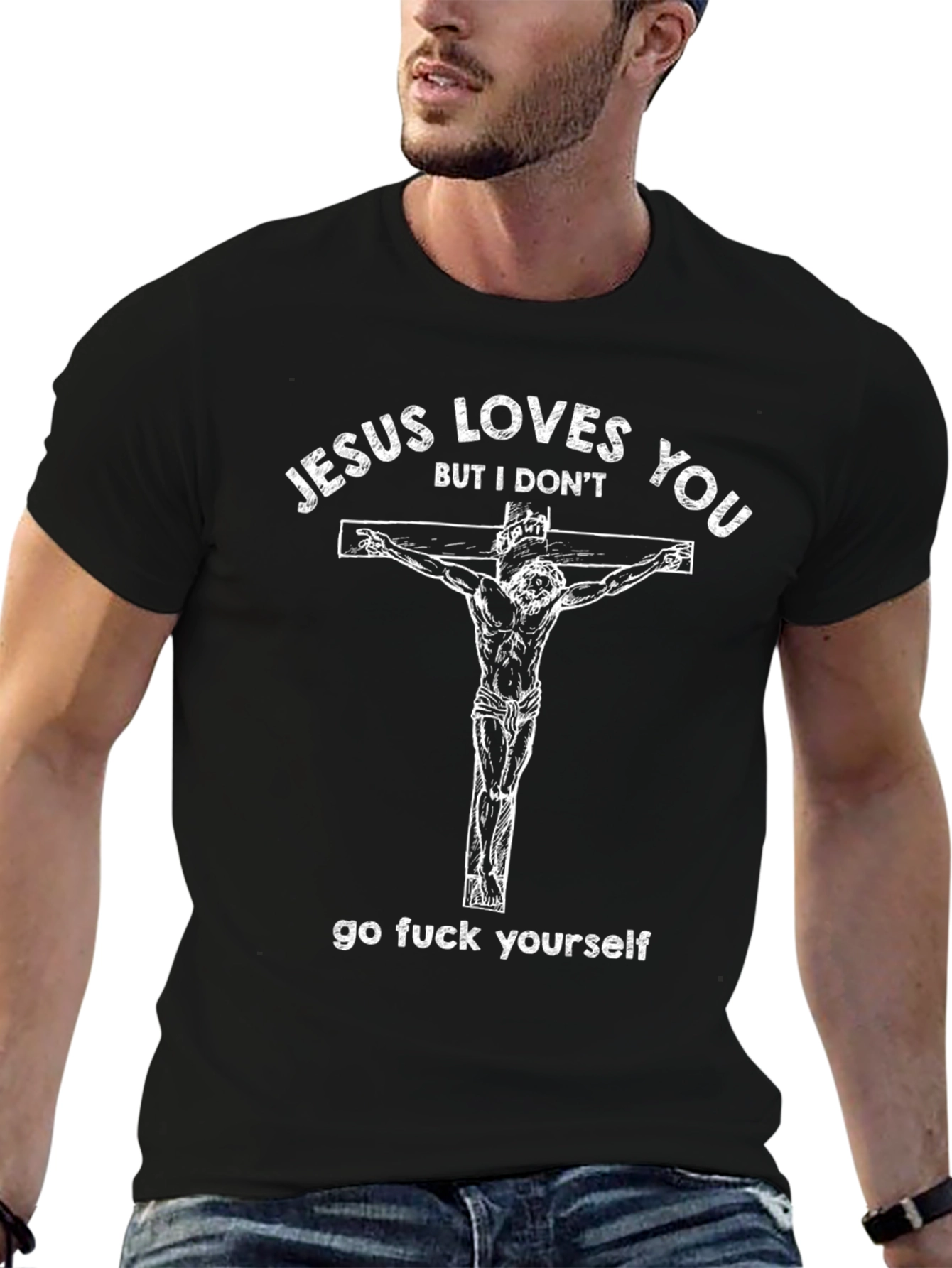 Offensive Jesus Loves You Graphic Tee