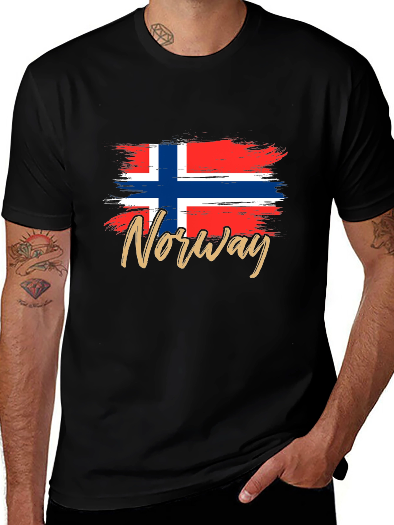 Norway Flag T-Shirt -  Brushstroke Design