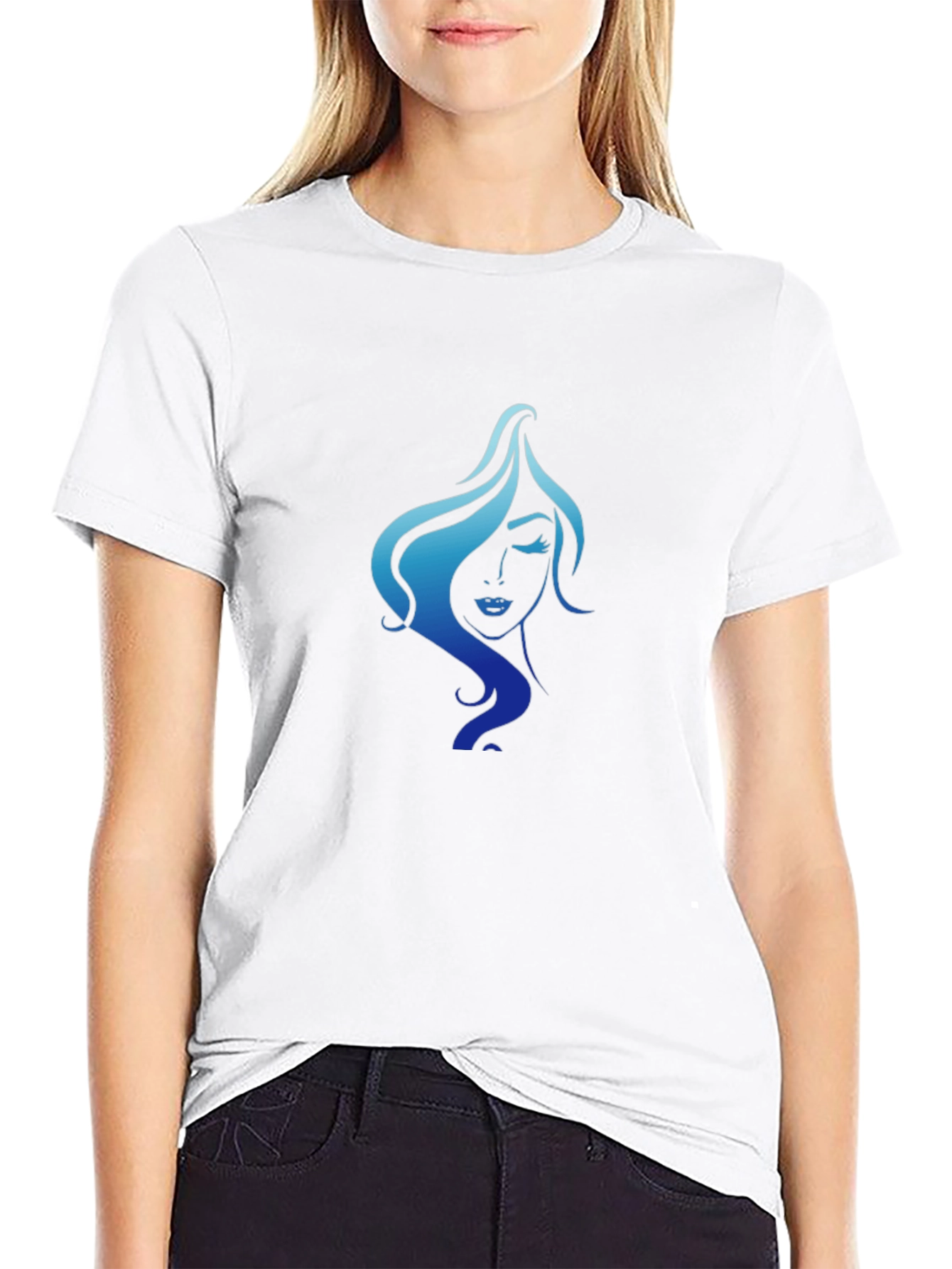 Elegant Woman Graphic Tee - Black Cotton T-Shirt