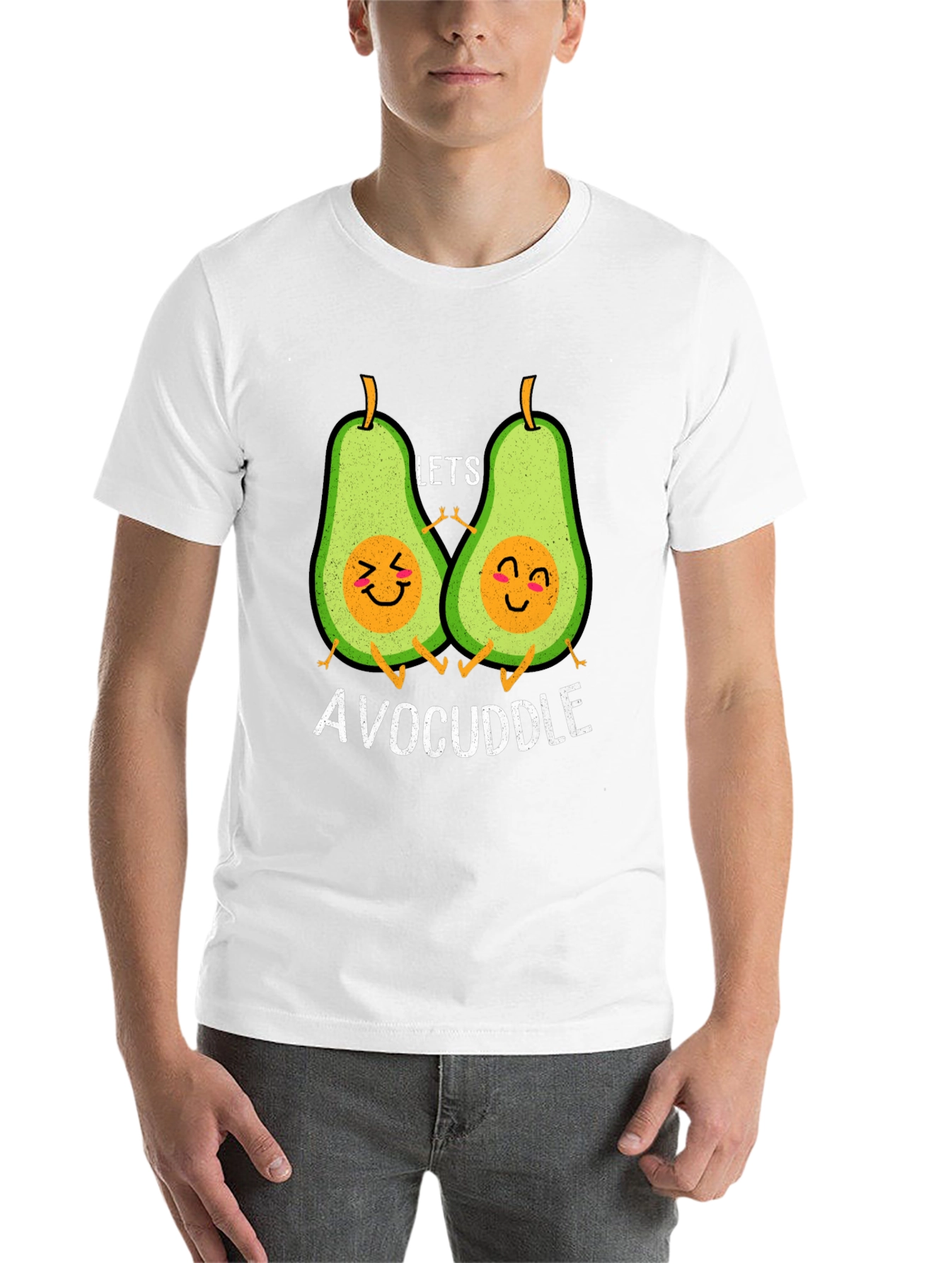 Avocuddle Black T-Shirt: Cute Avocado Cartoon Graphic Tee