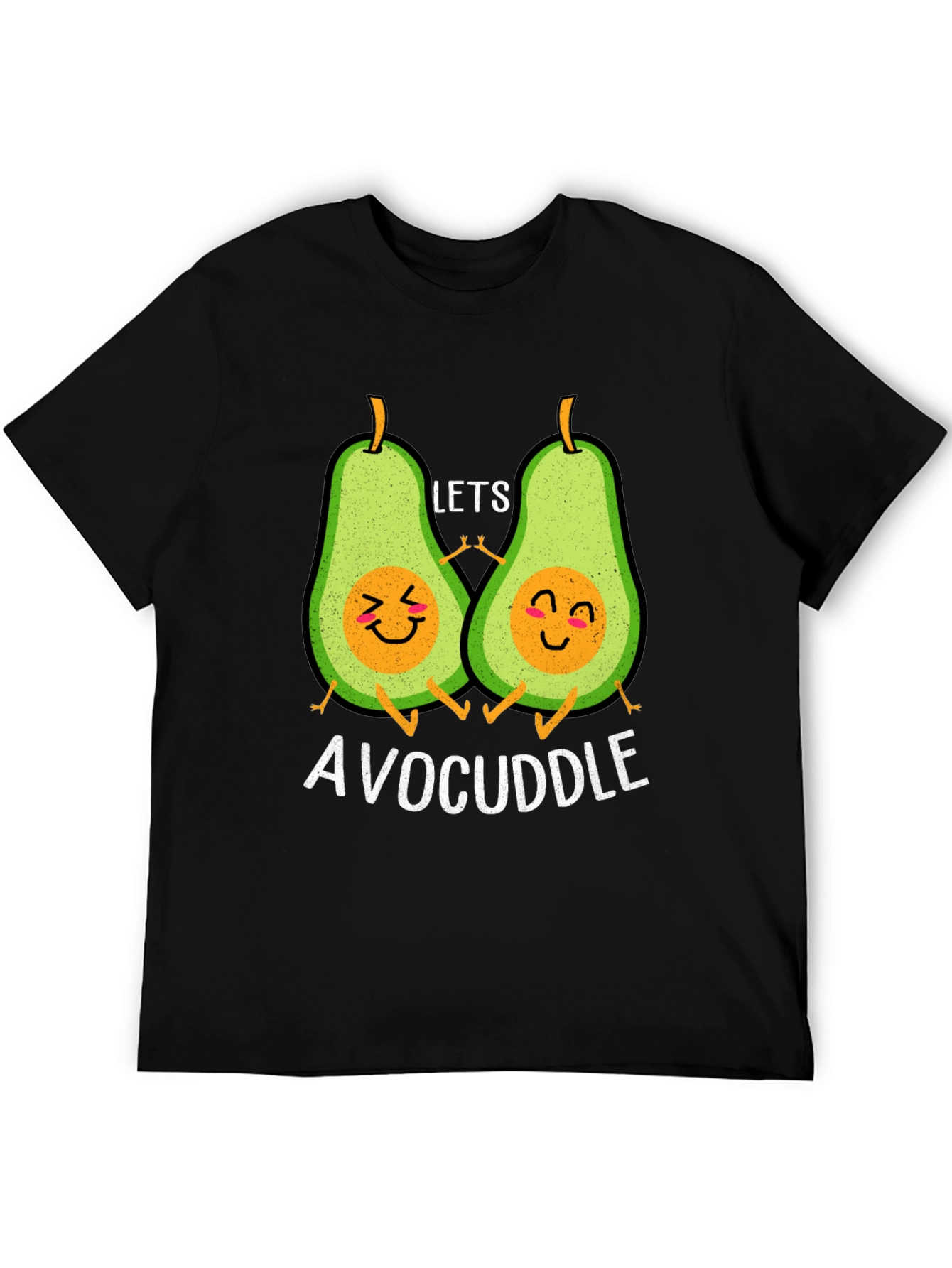 Avocuddle Black T-Shirt: Cute Avocado Cartoon Graphic Tee