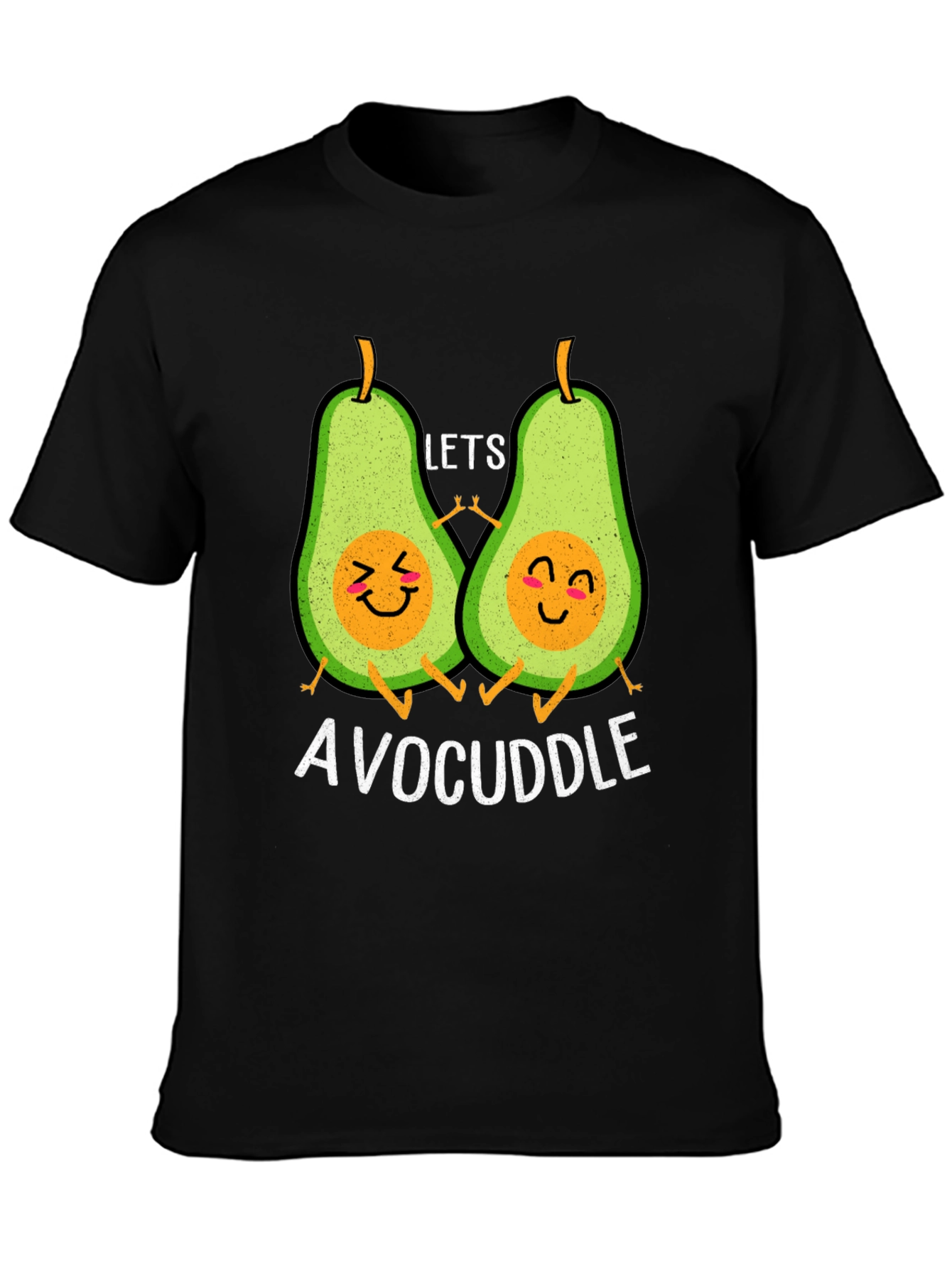 Avocuddle Black T-Shirt: Cute Avocado Cartoon Graphic Tee