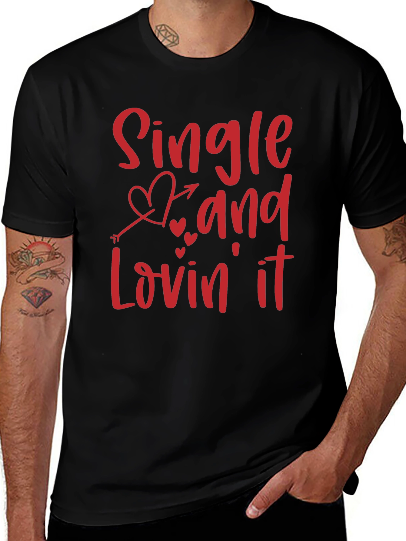 Single and Lovin It Valentines Day Graphic T-Shirt
