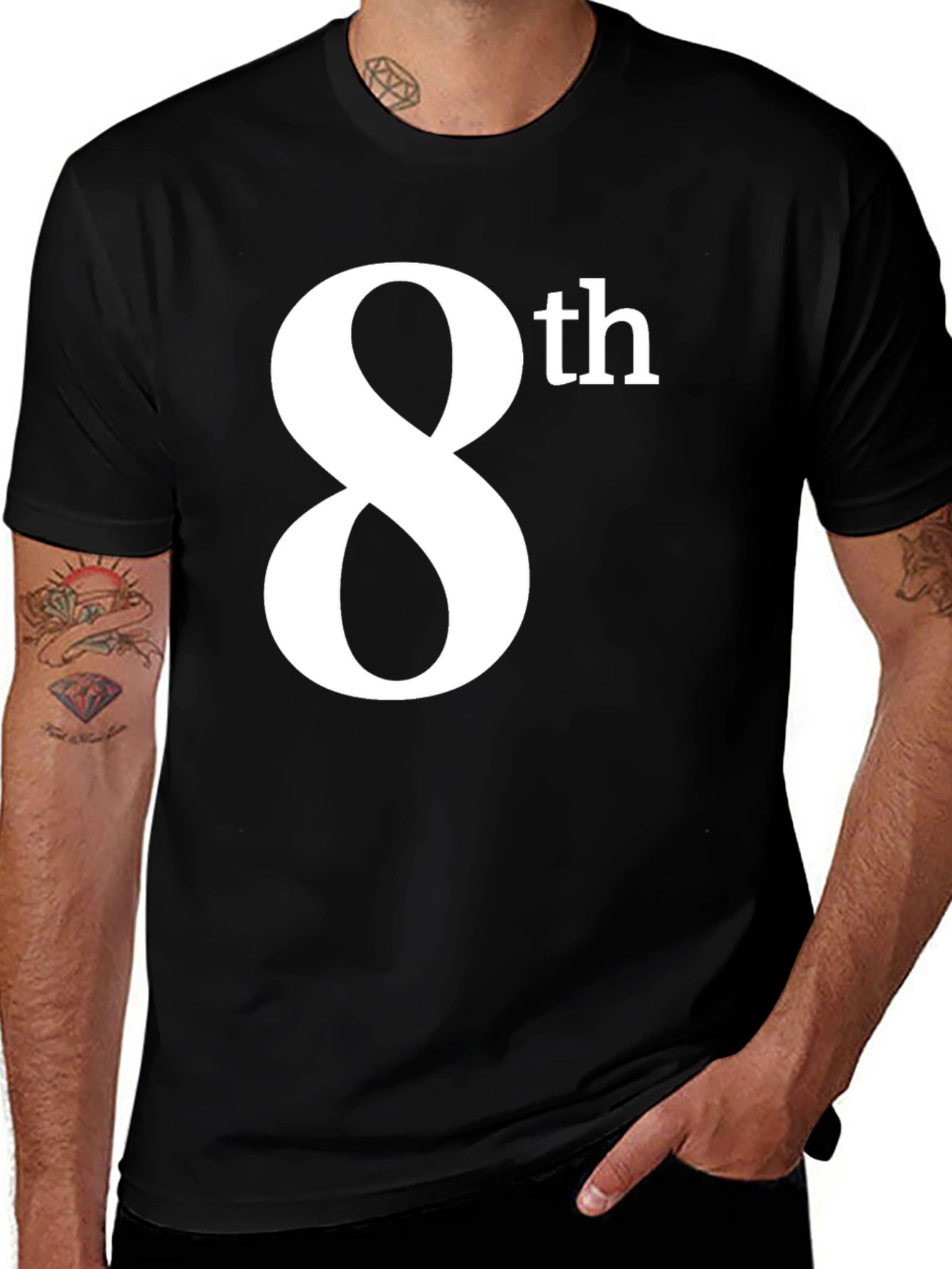 8th T-Shirt - Black Cotton Graphic Tee