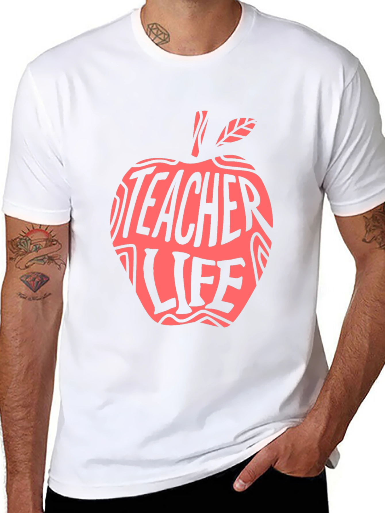 Teacher Life Apple Graphic Tee - Black