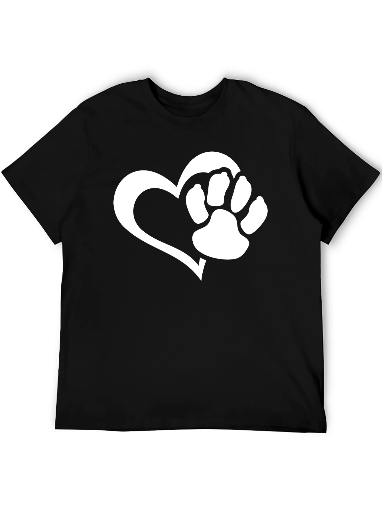 Dog Paw Heart T-Shirt - Black