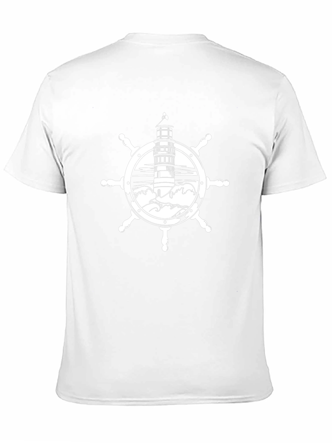 Nautical Lighthouse Wheel Black T-Shirt