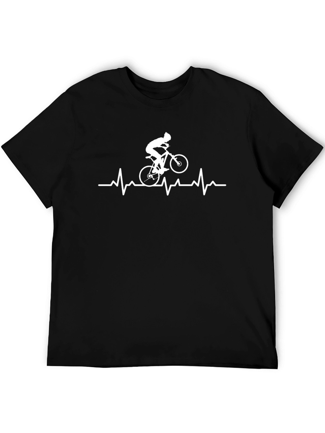 Cycling Heartbeat Graphic Tee - Black Cotton