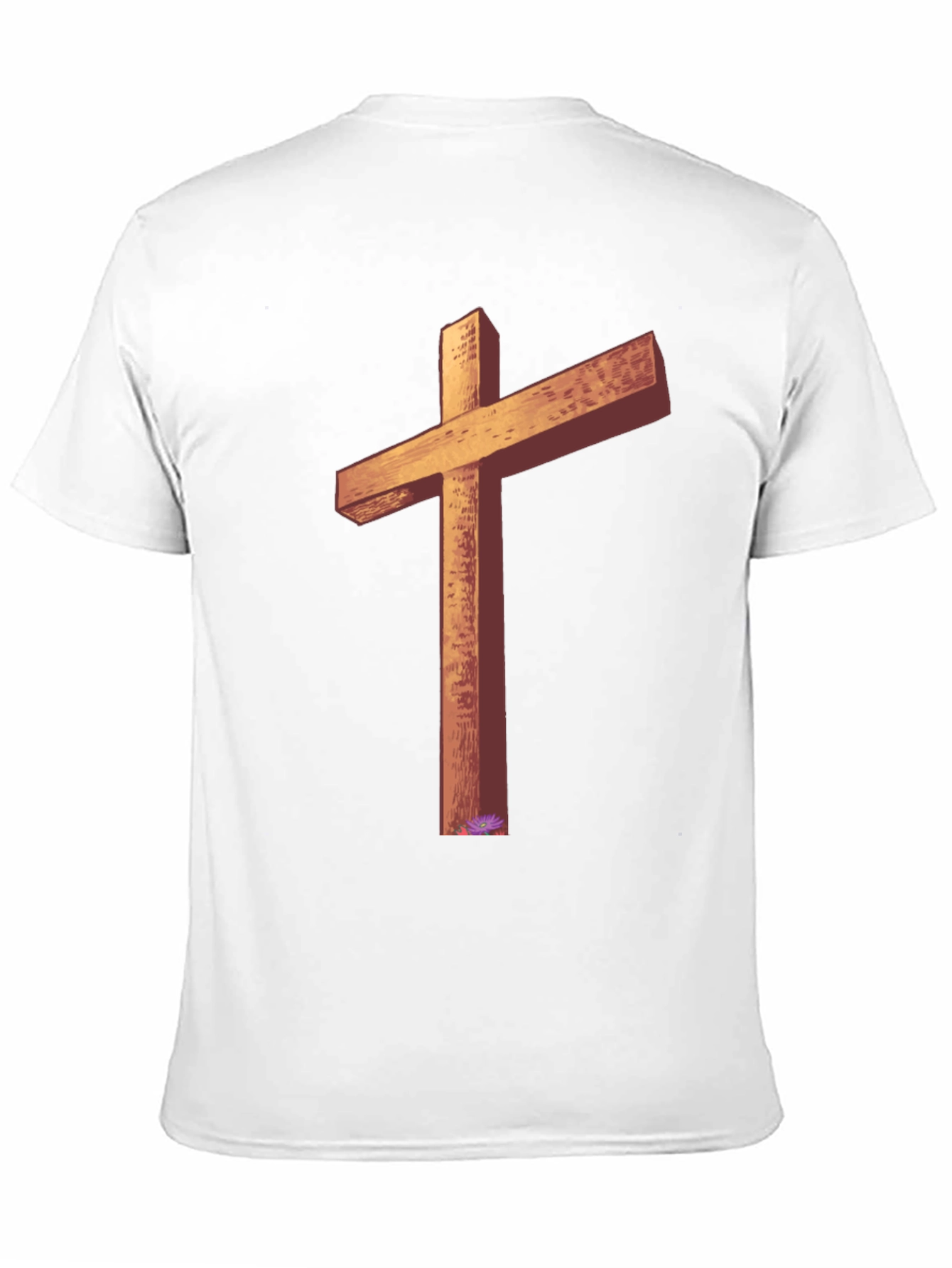 Wooden Cross Graphic Tee - Black Casual T-Shirt