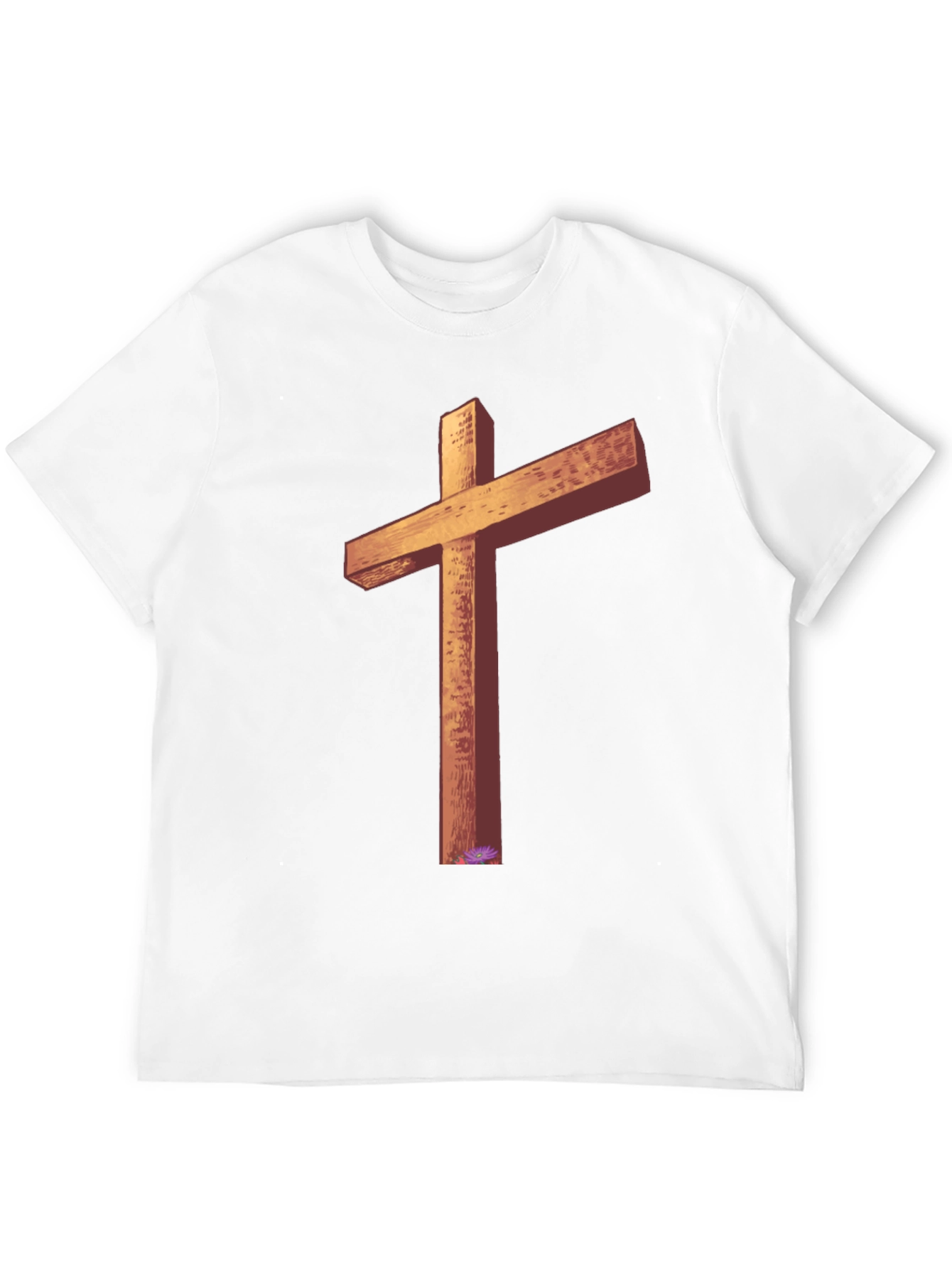 Wooden Cross Graphic Tee - Black Casual T-Shirt