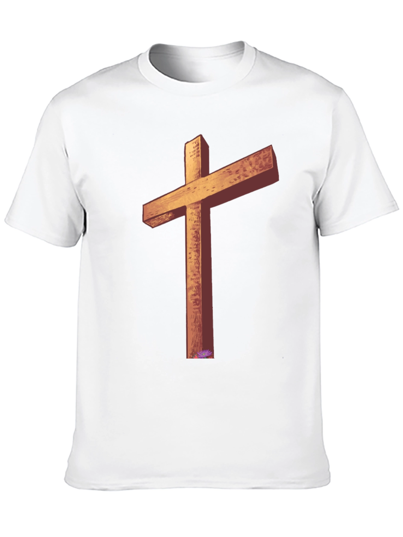 Wooden Cross Graphic Tee - Black Casual T-Shirt