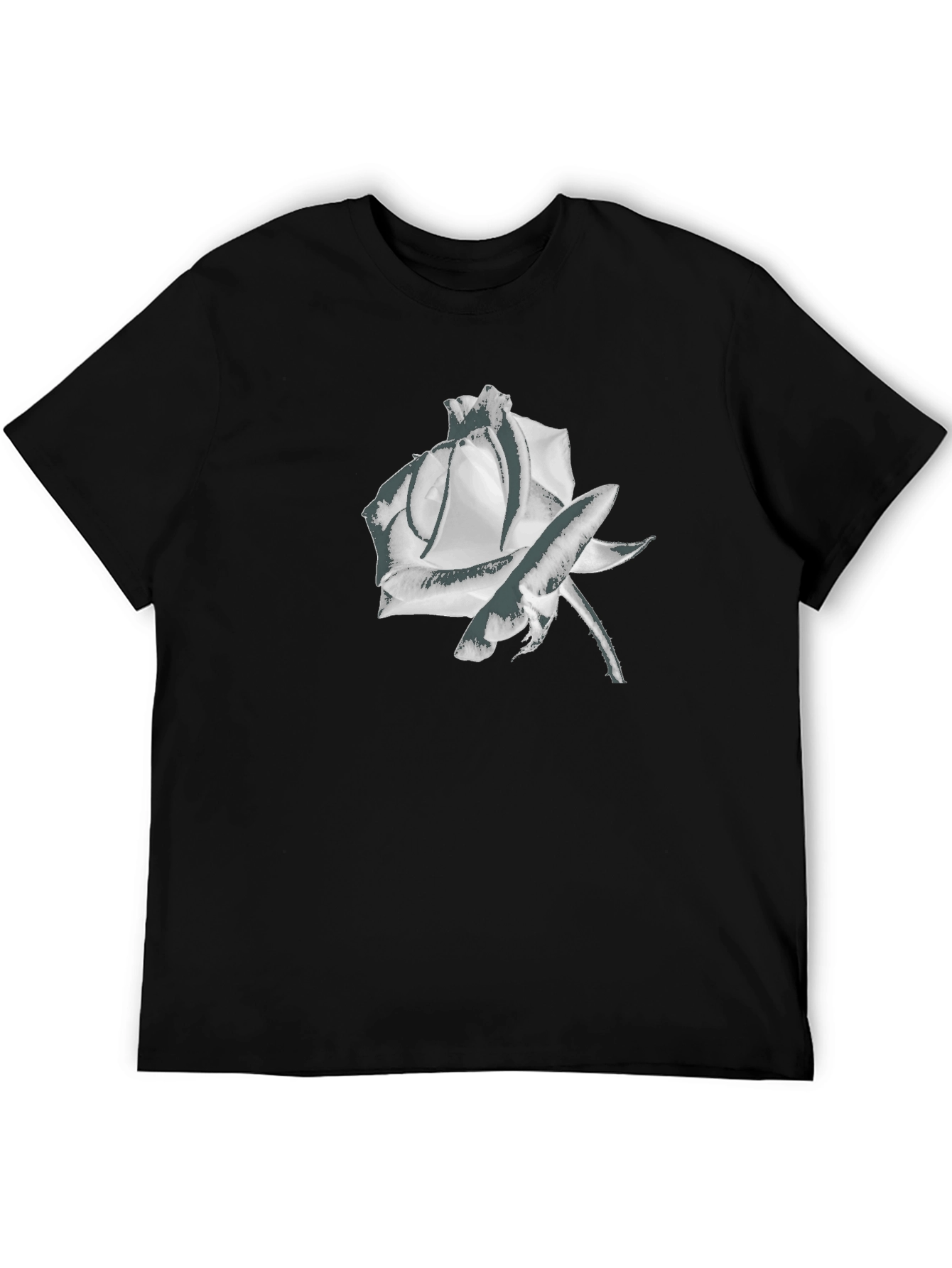 Monochrome Rose Graphic Tee - Stylish & Modern