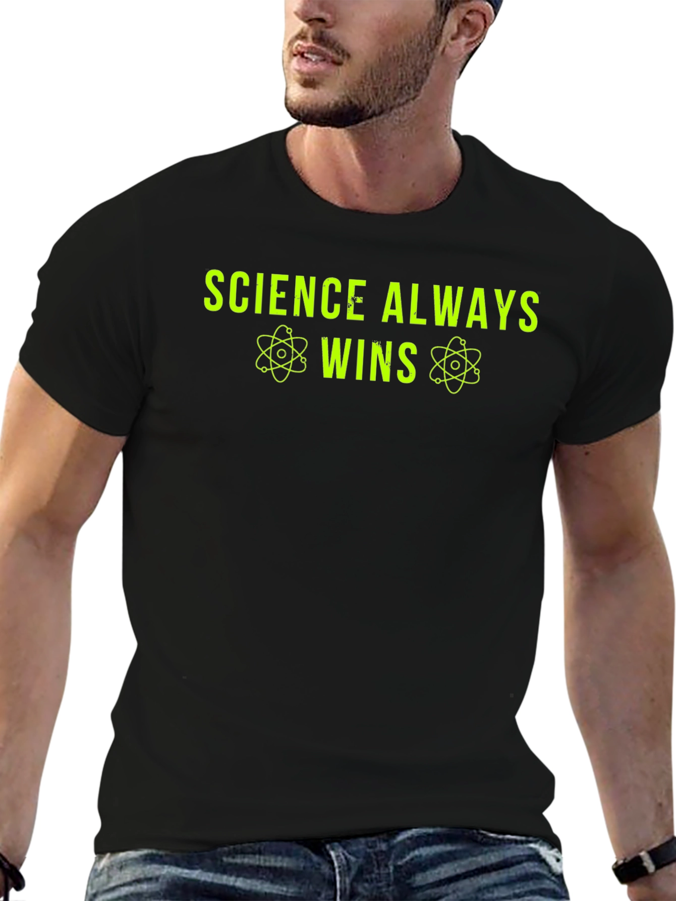 Science Always Wins T-Shirt - Neon Green Graphic