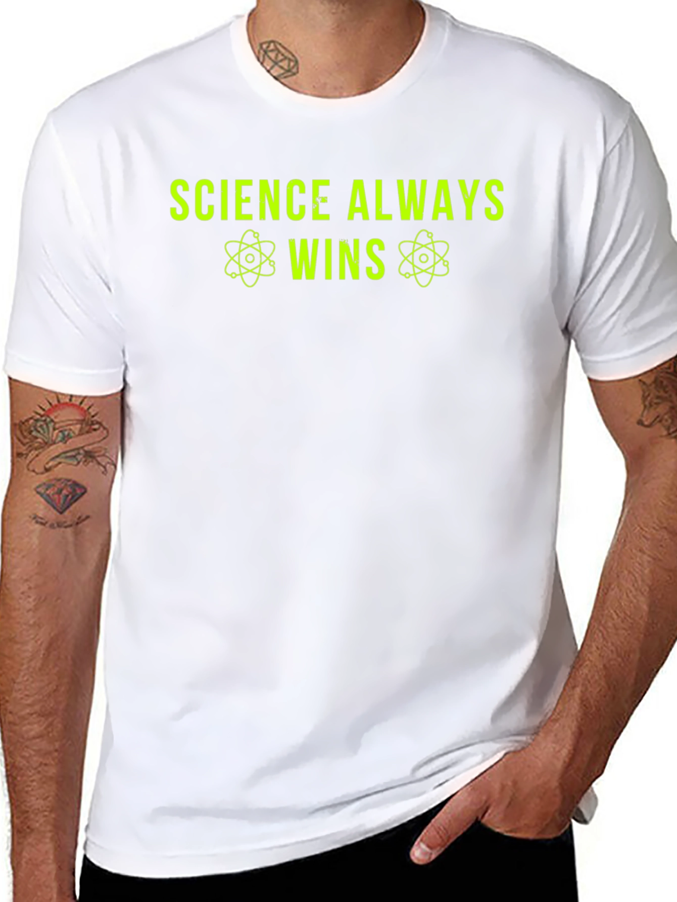 Science Always Wins T-Shirt - Neon Green Graphic