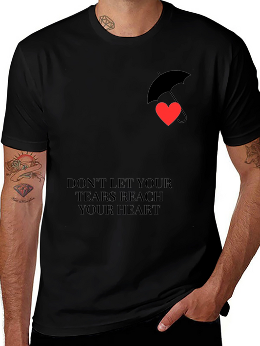 Heart Umbrella Graphic Black T-Shirt