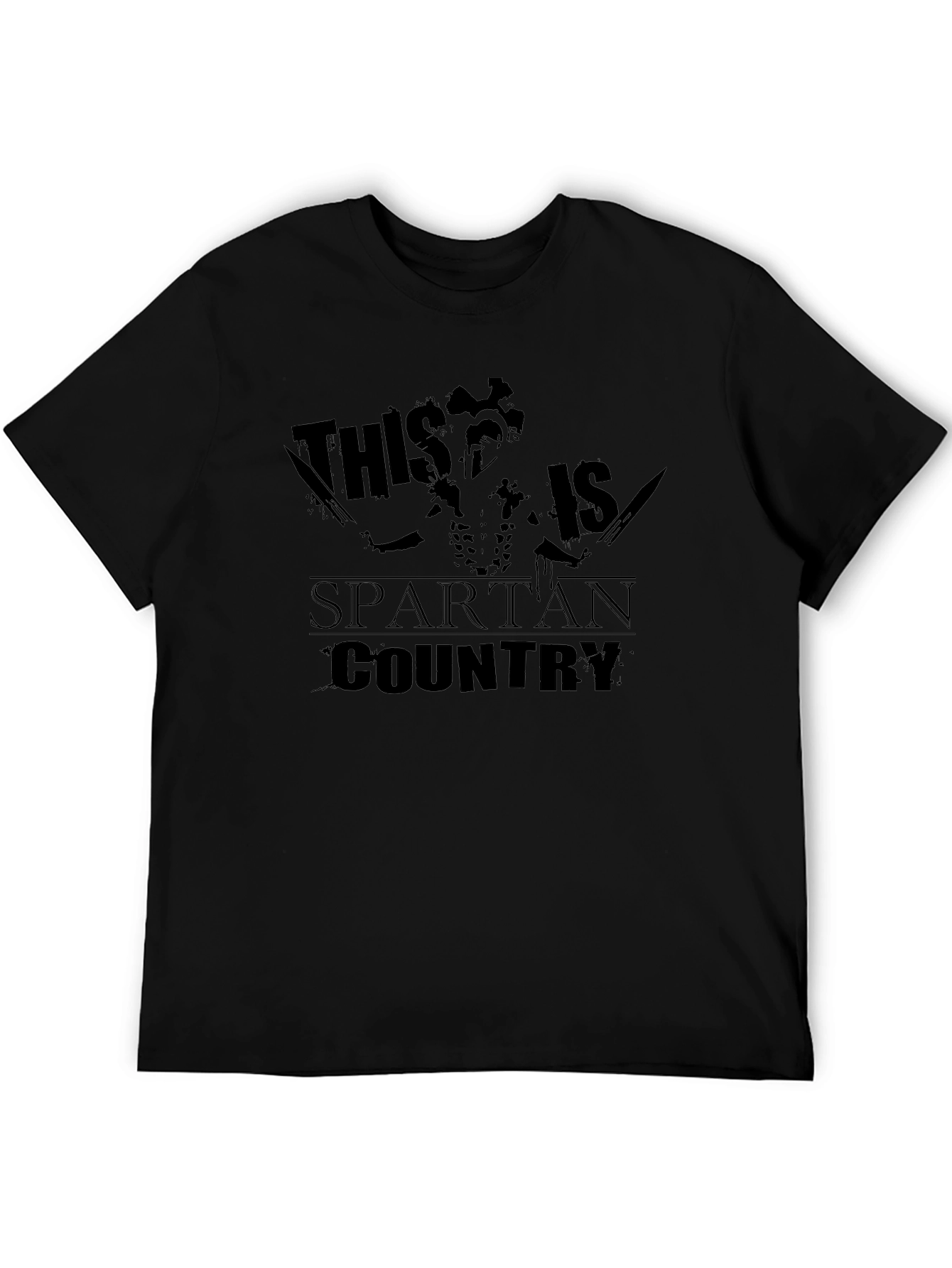 This is Spartan Country Black Graphic T-Shirt