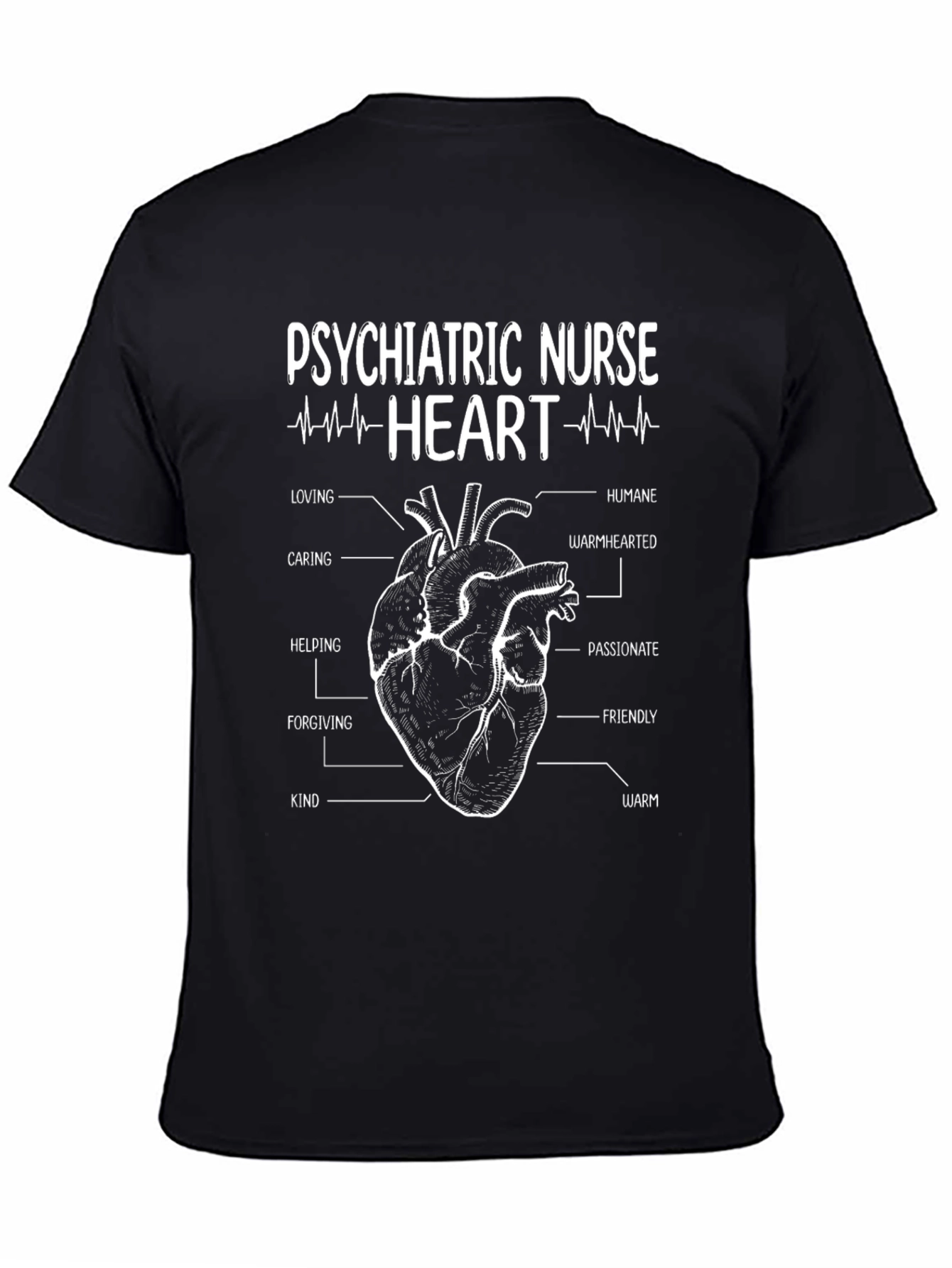 Psychiatric Nurse Heart Graphic Tee - Caring and Compassionate