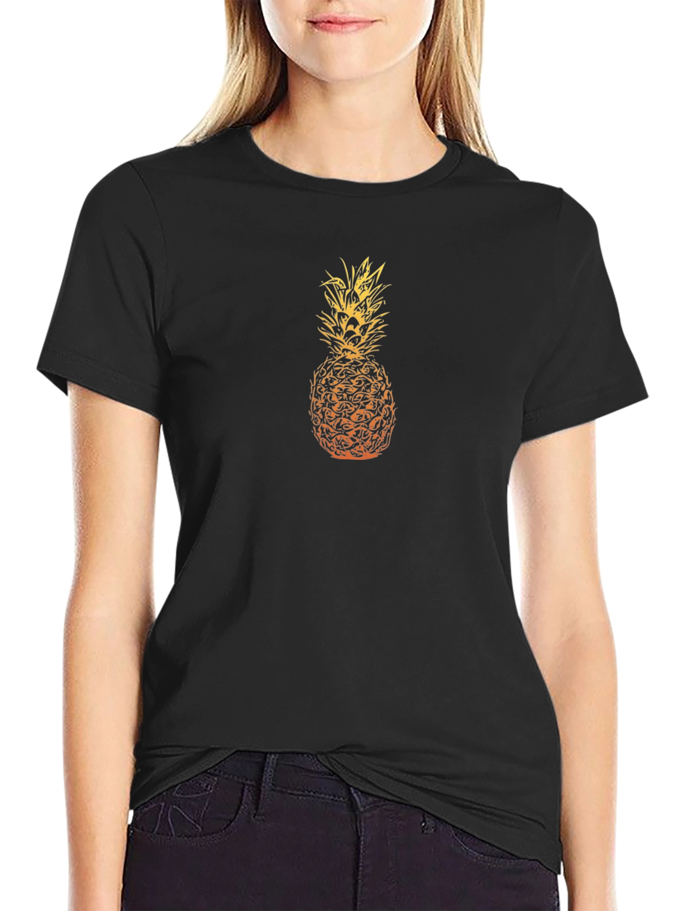 Pineapple Graphic Tee - Stylish Black T-Shirt