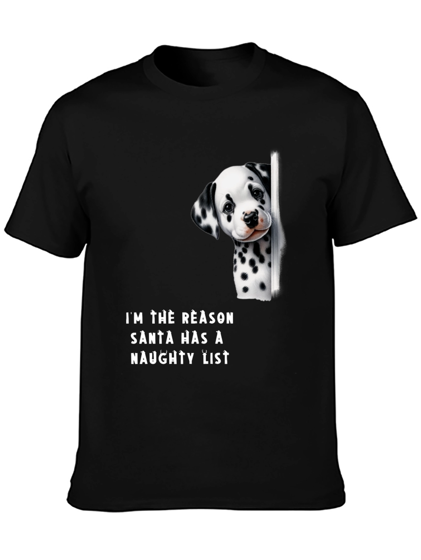 Naughty Dalmatian Santa List T-Shirt