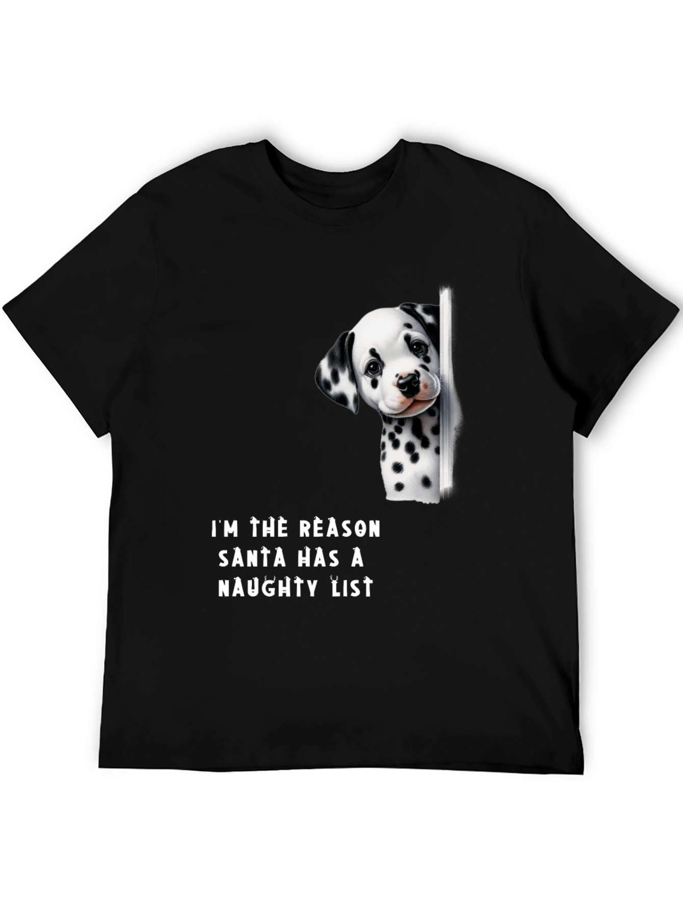 Naughty Dalmatian Santa List T-Shirt