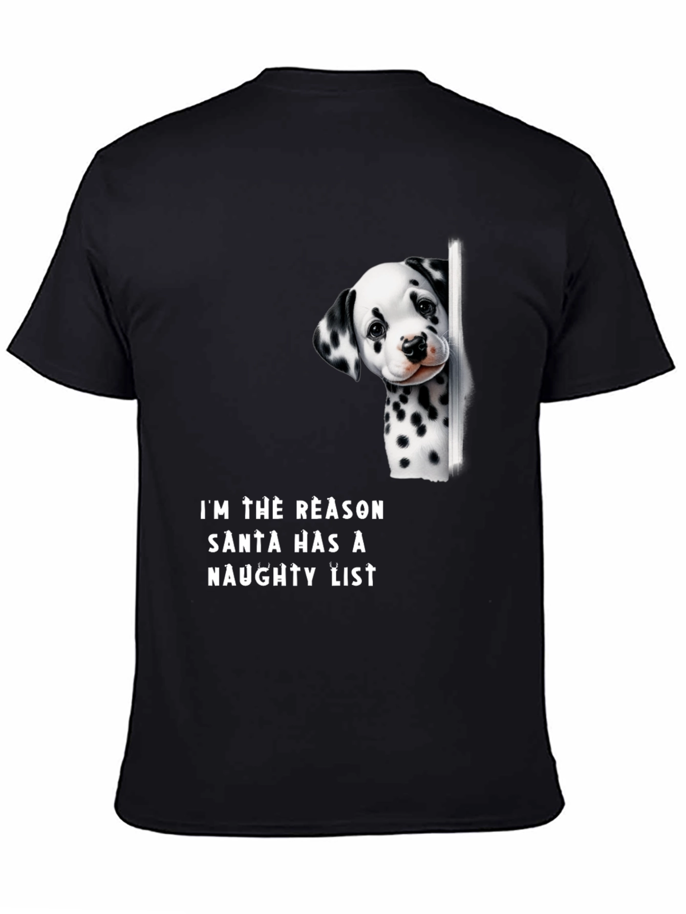 Naughty Dalmatian Santa List T-Shirt