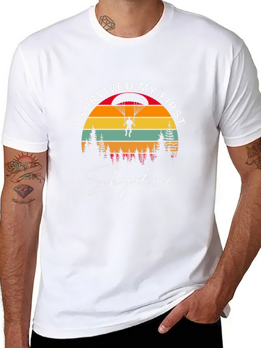 I Survived My First Skydive Black Graphic T-Shirt
