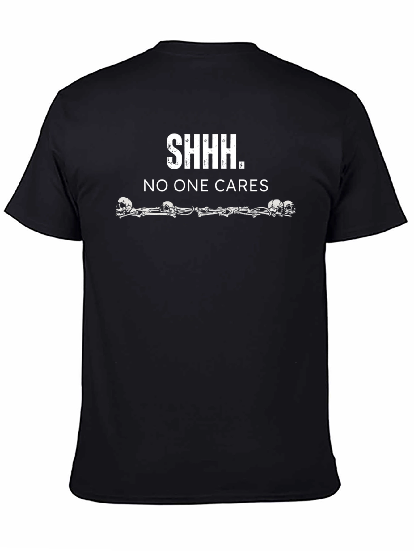 Shhh No One Cares Graphic T-Shirt - Black