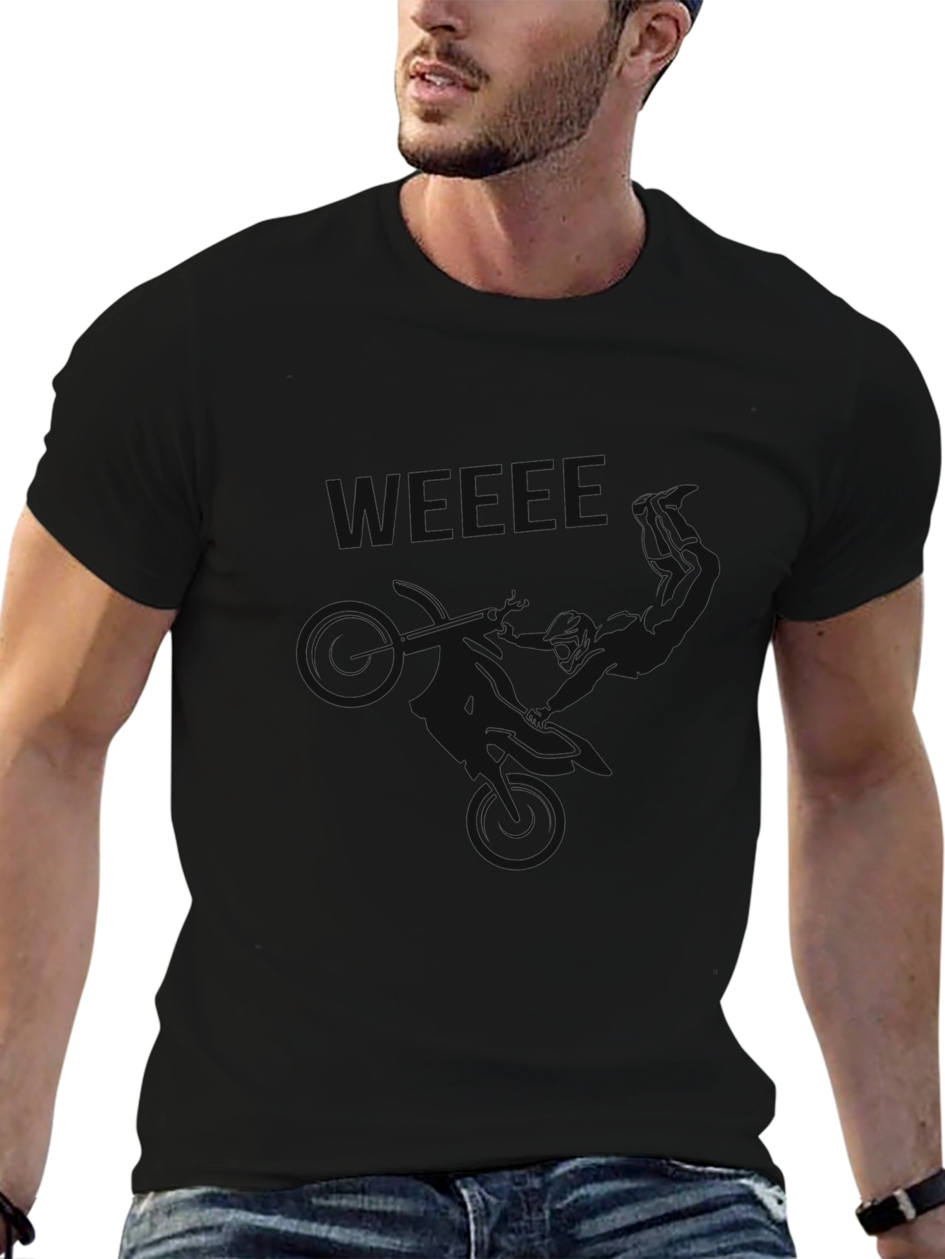 Black Graphic Tee - WEEEEE! Moto Design