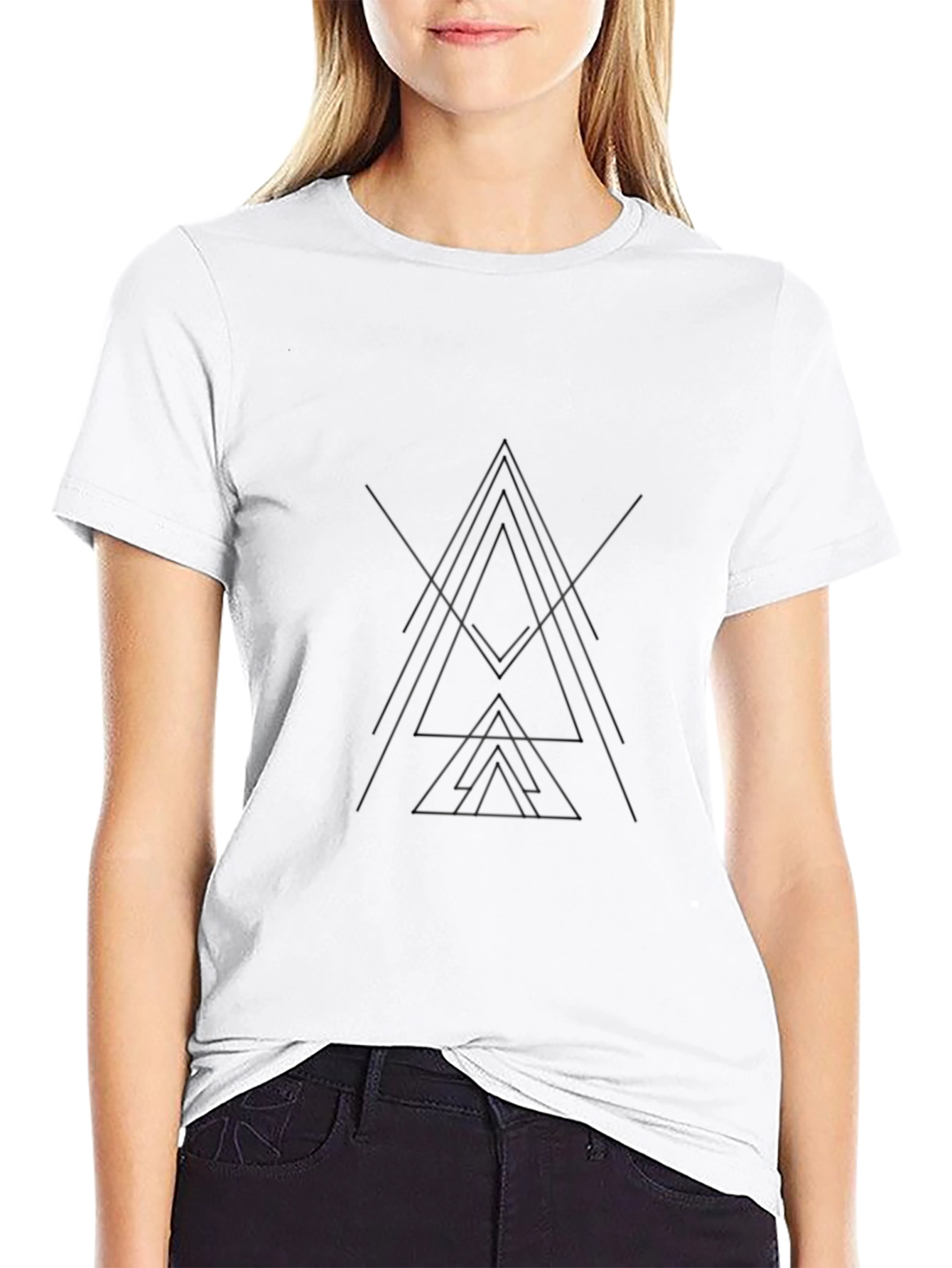 Mens Black Geometric Graphic Tee